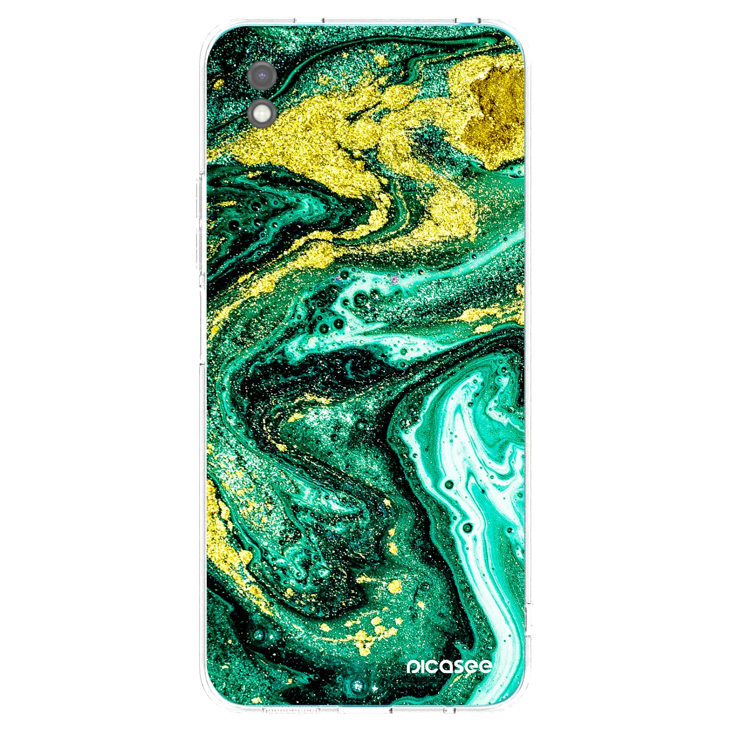 Picasee silikonový černý obal pro Xiaomi Redmi 9A - Green Gold