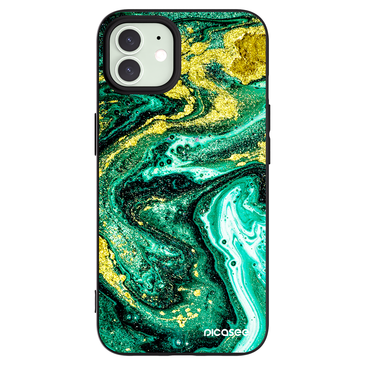 Picasee silikonový černý obal pro Apple iPhone 12 - Green Gold