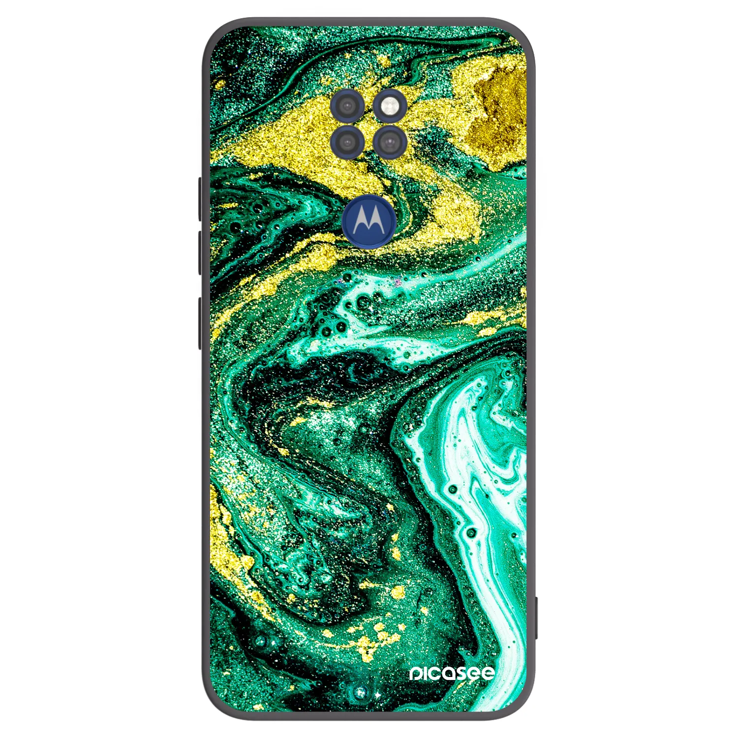 Picasee silikonový černý obal pro Motorola Moto G9 Play - Green Gold