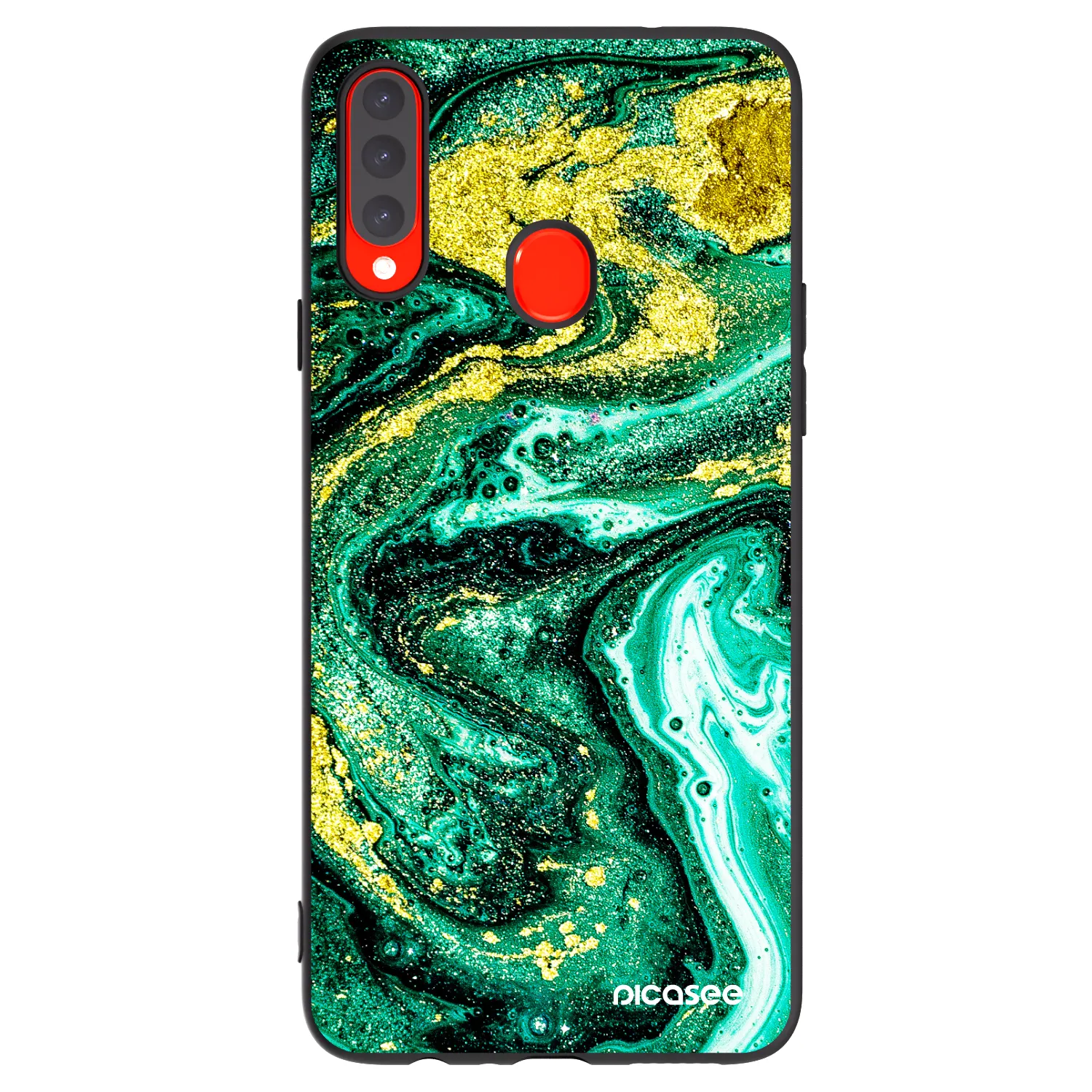 Picasee silikonový černý obal pro Samsung Galaxy A20s - Green Gold
