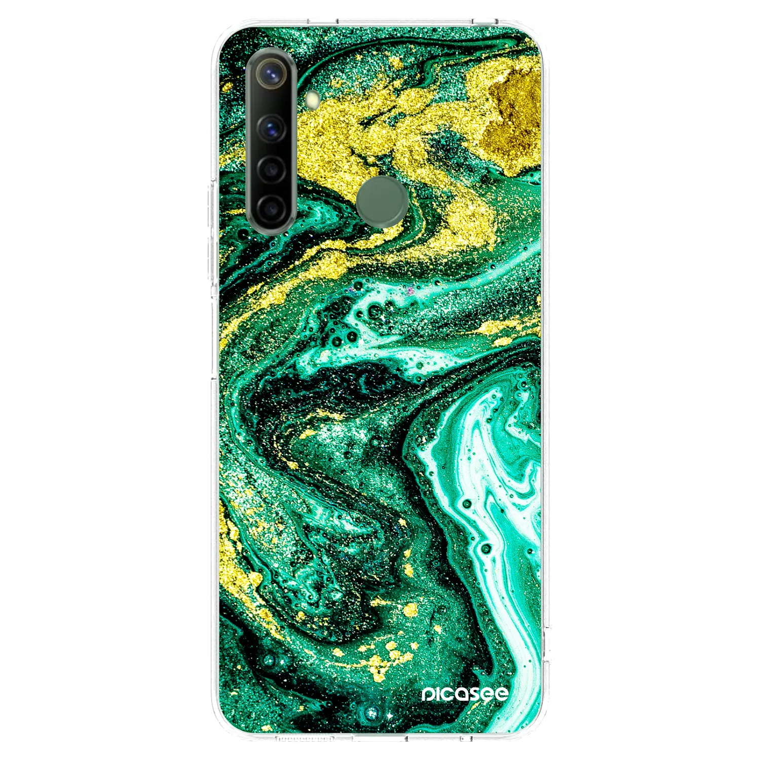 Picasee silikonový průhledný obal pro Realme 6i - Green Gold
