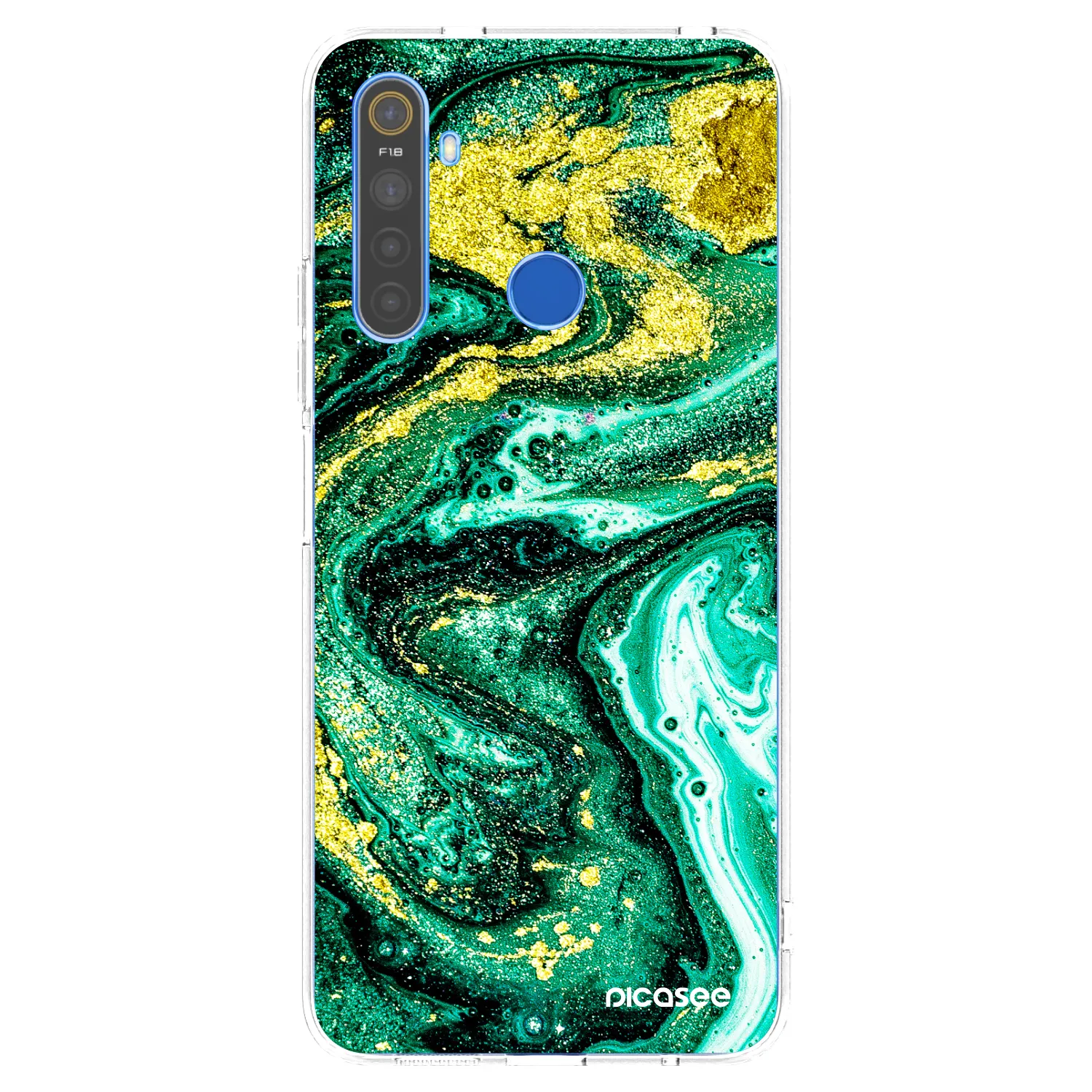 Picasee silikonový průhledný obal pro Realme 5 - Green Gold
