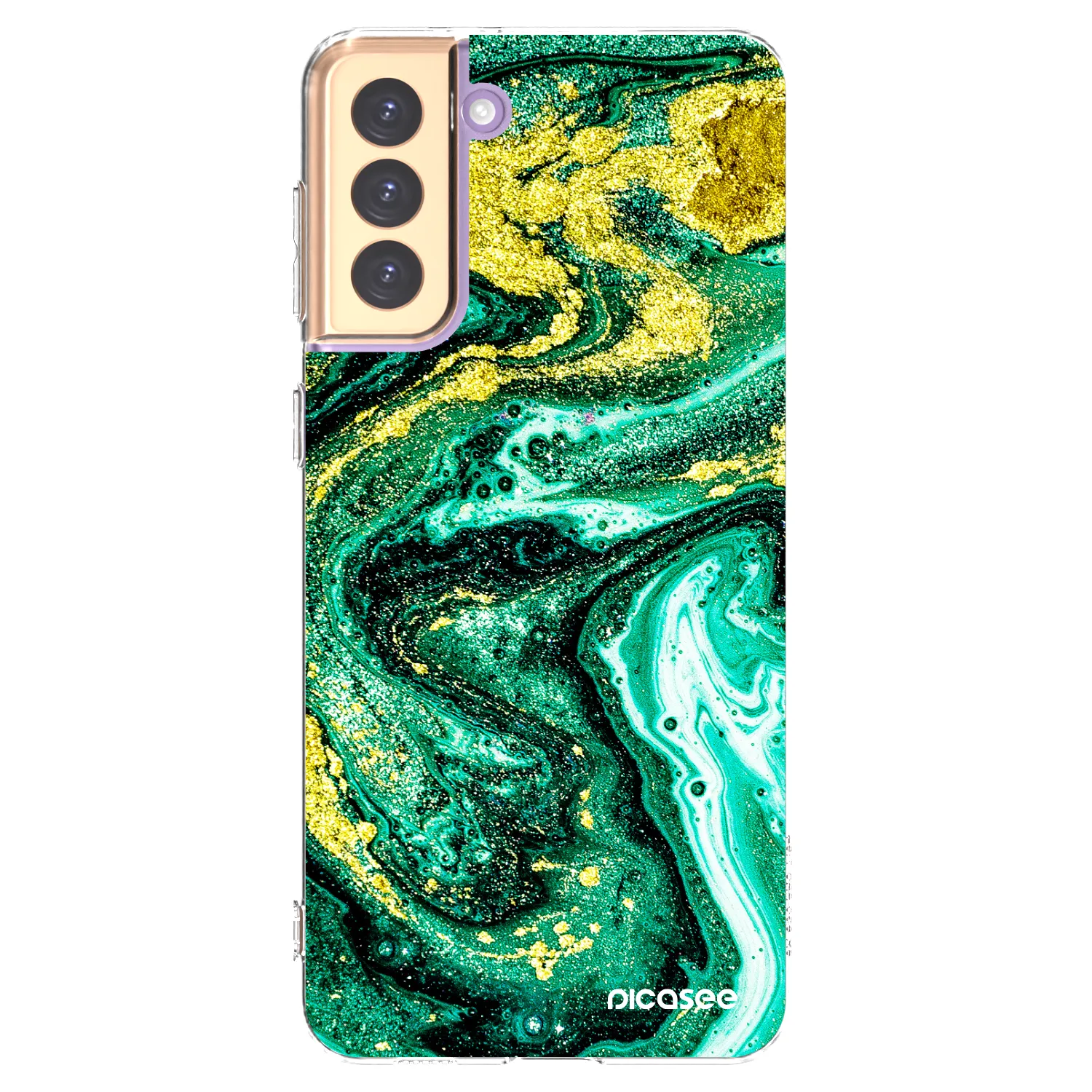 Picasee silikonový průhledný obal pro Samsung Galaxy S21+ 5G G996F - Green Gold