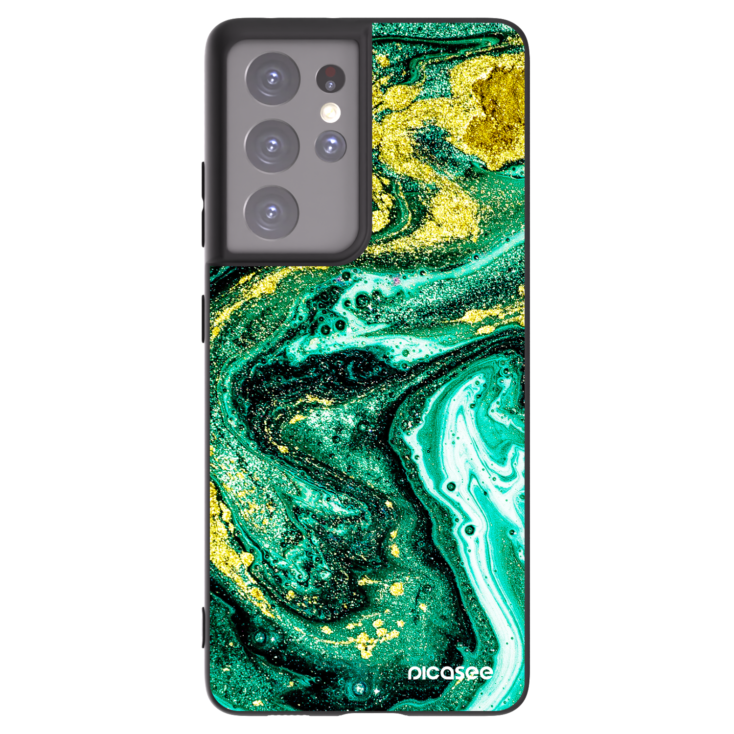 Picasee silikonový černý obal pro Samsung Galaxy S21 Ultra 5G G998B - Green Gold