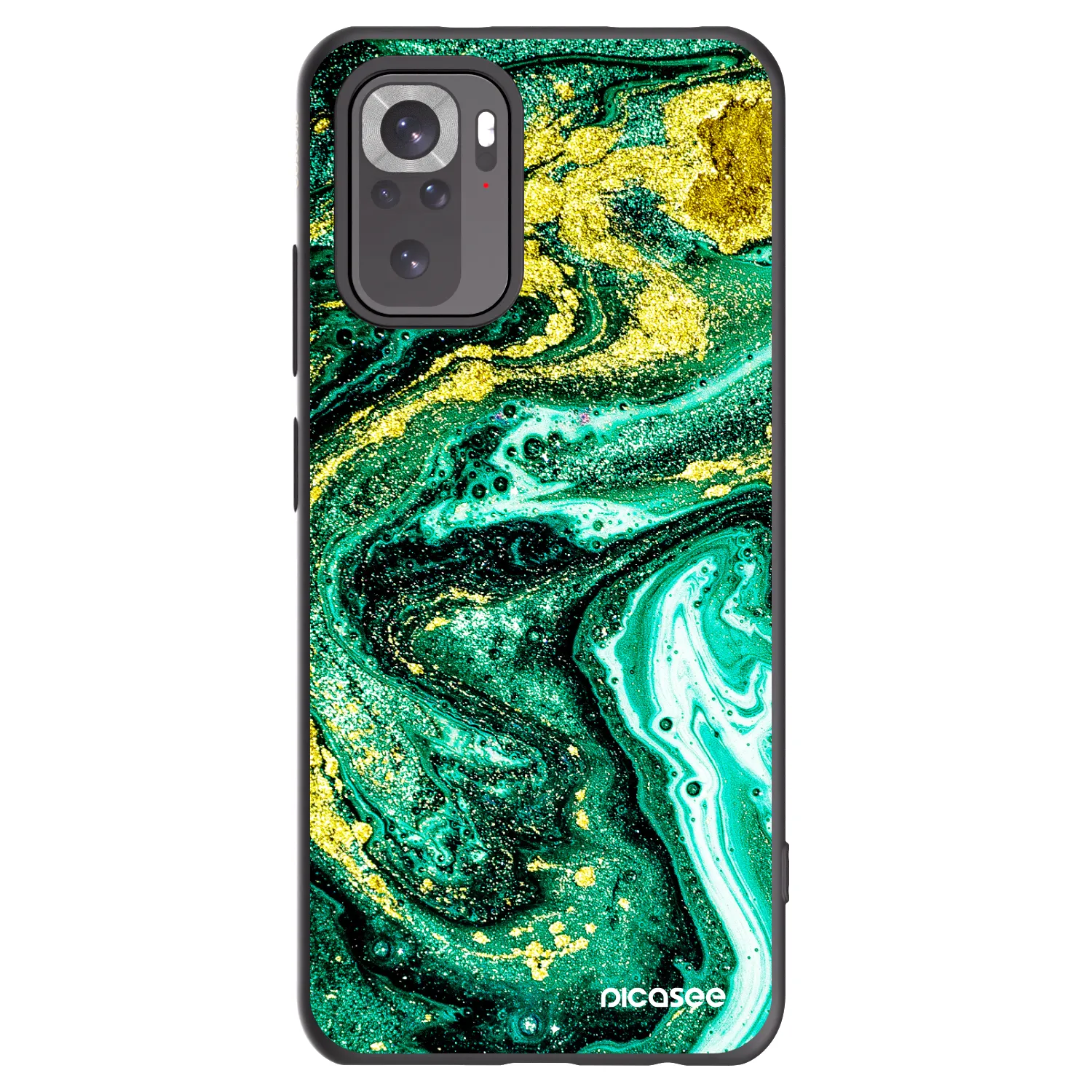 Picasee silikonový černý obal pro Xiaomi Redmi Note 10 - Green Gold