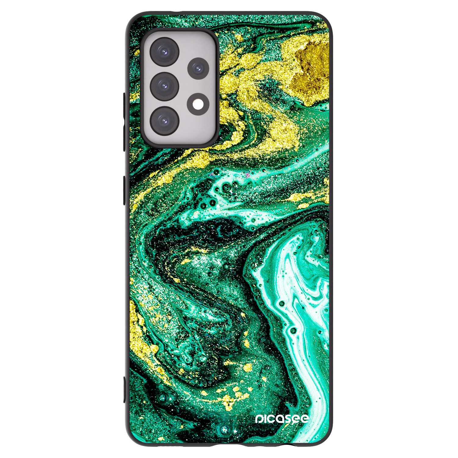Picasee silikonový černý obal pro Samsung Galaxy A52 5G A525F - Green Gold