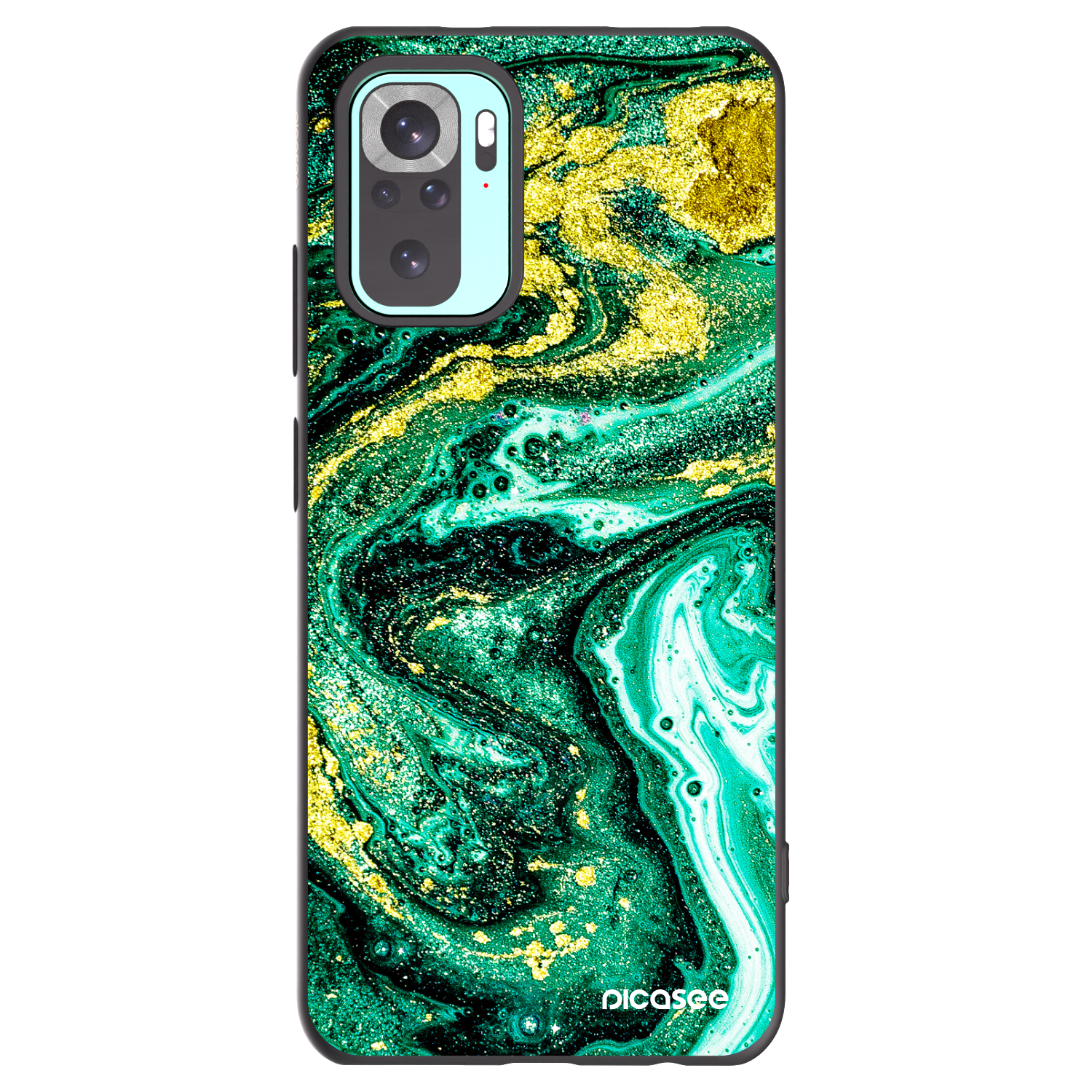 Picasee silikonový černý obal pro Xiaomi Redmi Note 10 Pro - Green Gold