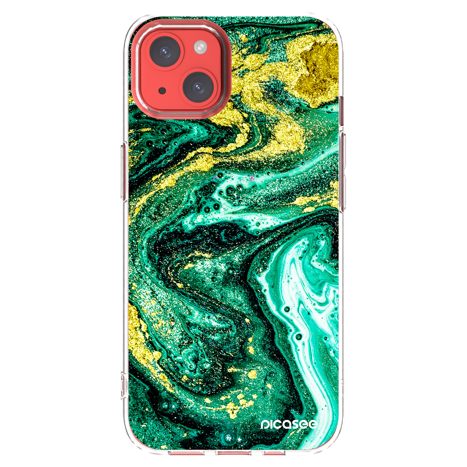 Picasee silikonový průhledný obal pro Apple iPhone 13 - Green Gold