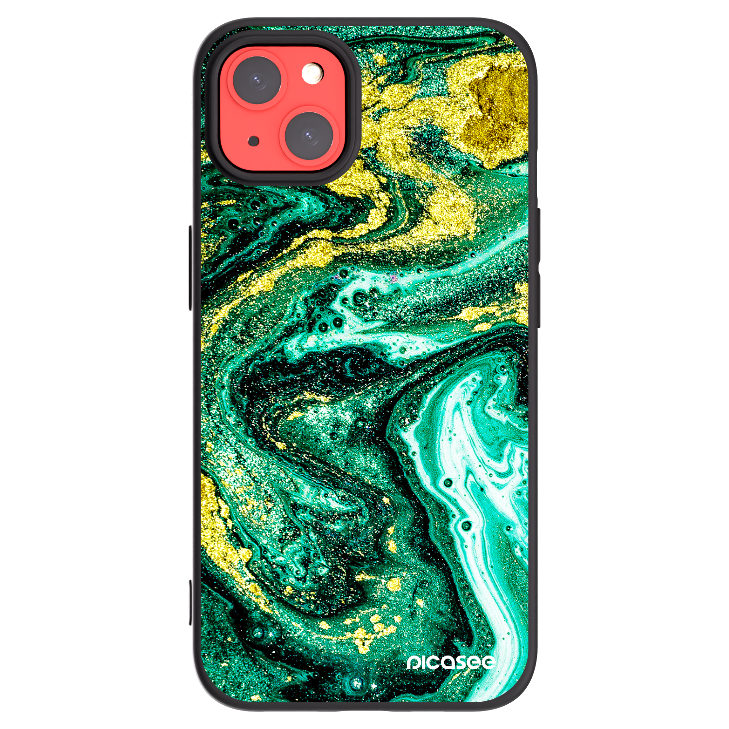 Picasee silikonový černý obal pro Apple iPhone 13 - Green Gold