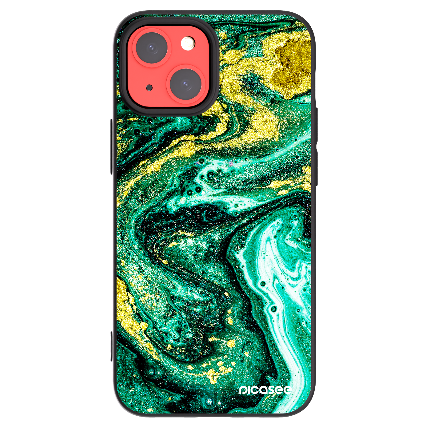Picasee silikonový černý obal pro Apple iPhone 13 mini - Green Gold