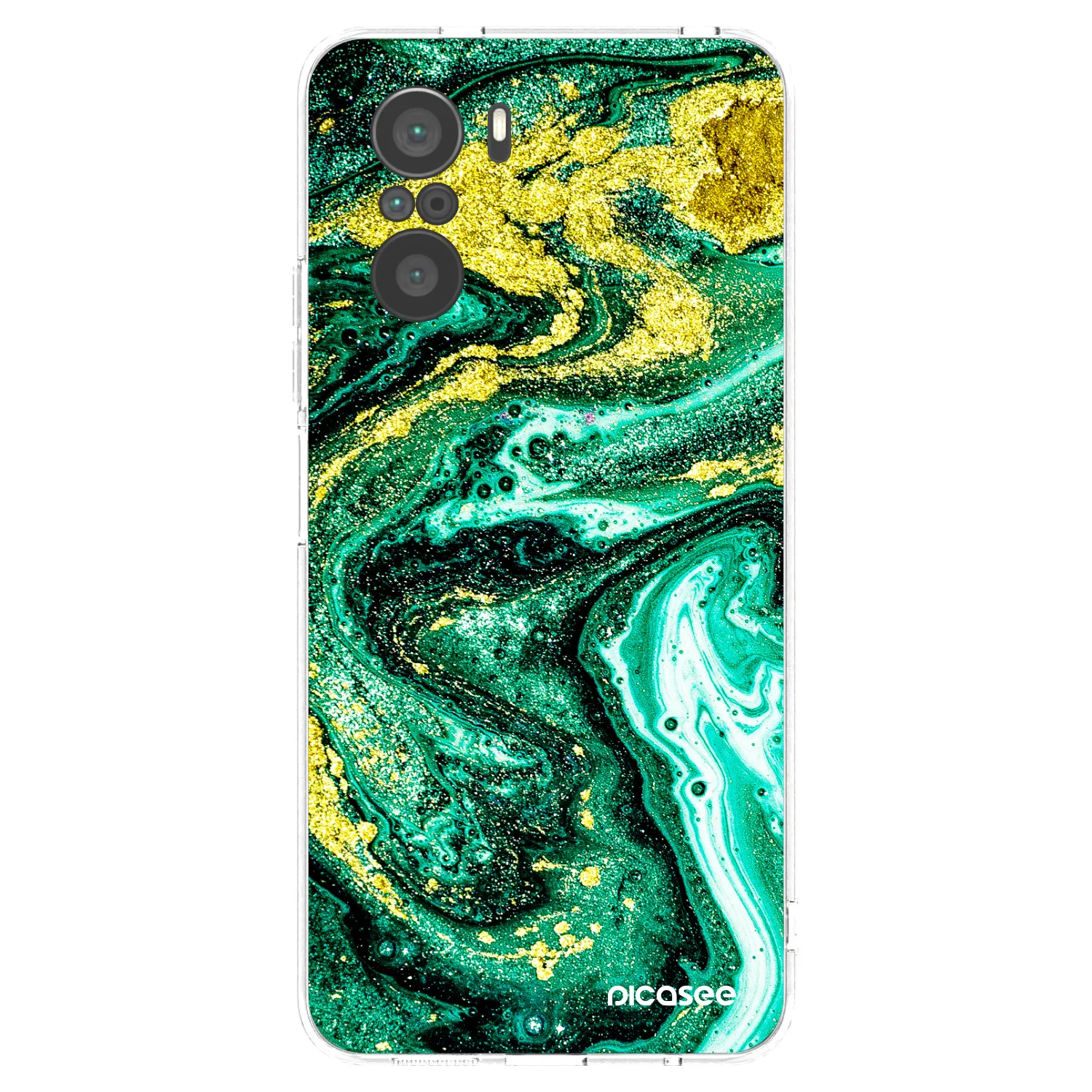 Picasee silikonový průhledný obal pro Xiaomi Poco F3 - Green Gold