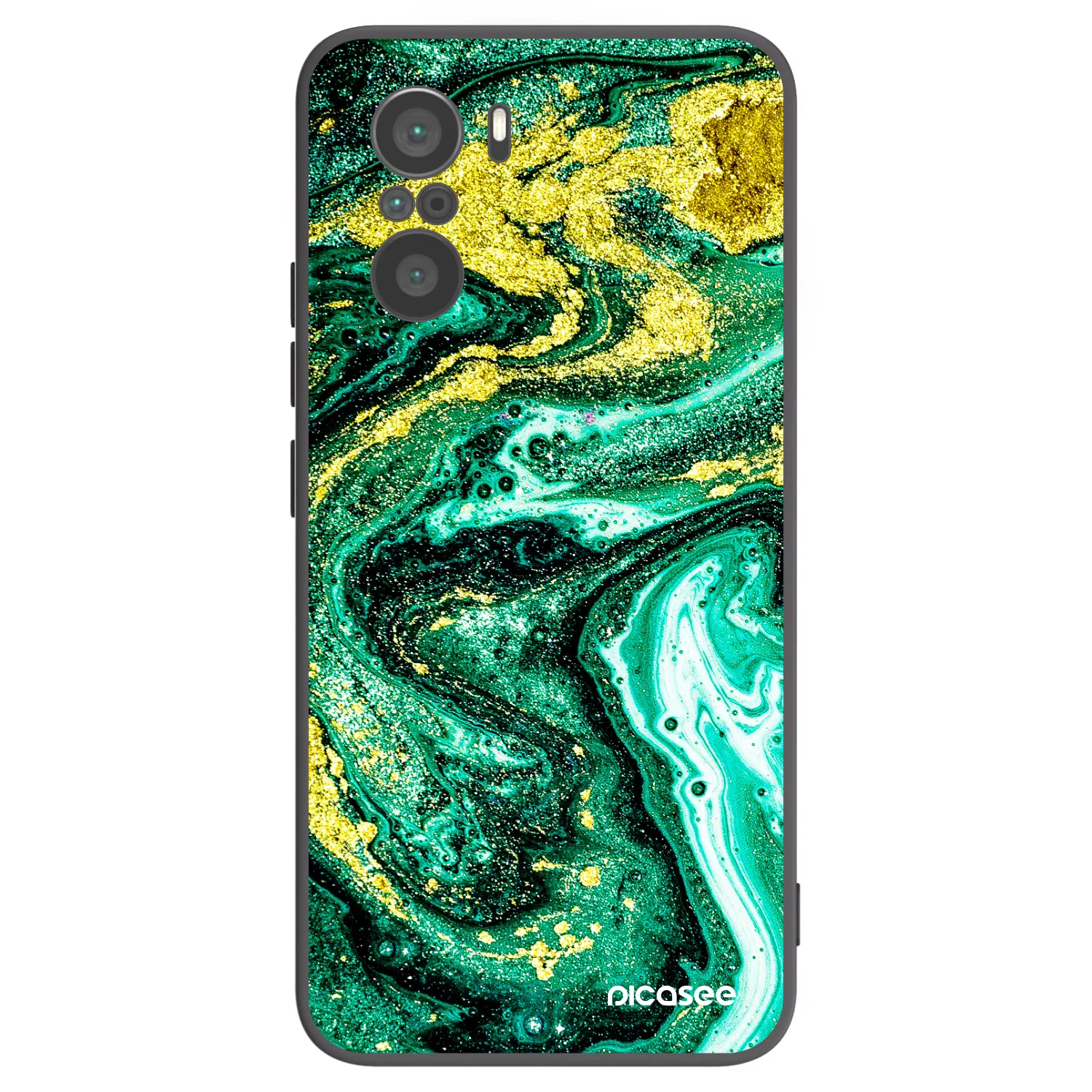 Picasee silikonový černý obal pro Xiaomi Poco F3 - Green Gold