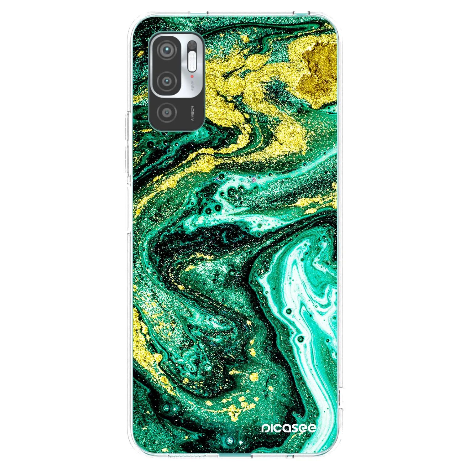 Picasee silikonový průhledný obal pro Xiaomi Redmi Note 10 5G - Green Gold