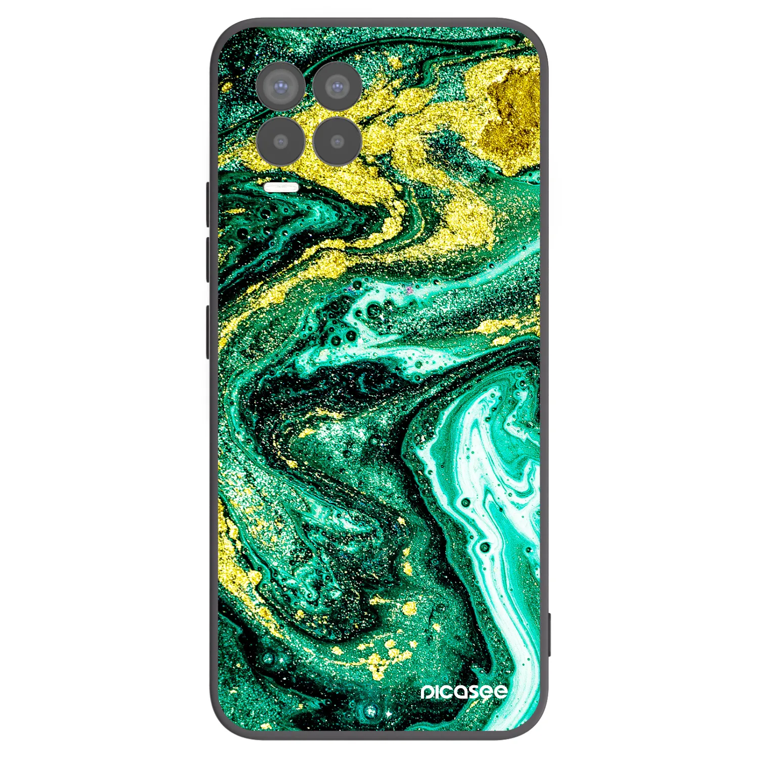Picasee silikonový černý obal pro Realme 8 4G - Green Gold