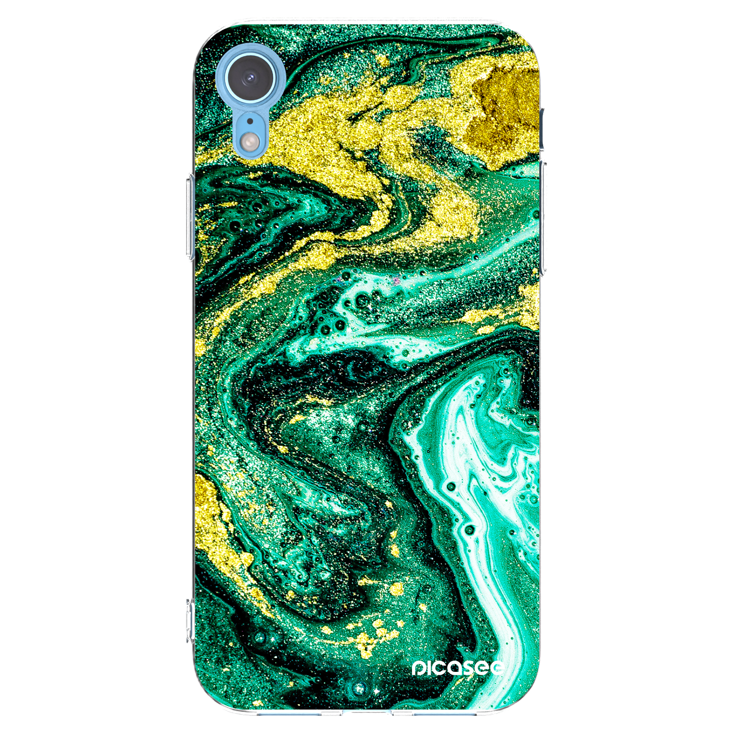Picasee silikonový průhledný obal pro Apple iPhone XR - Green Gold