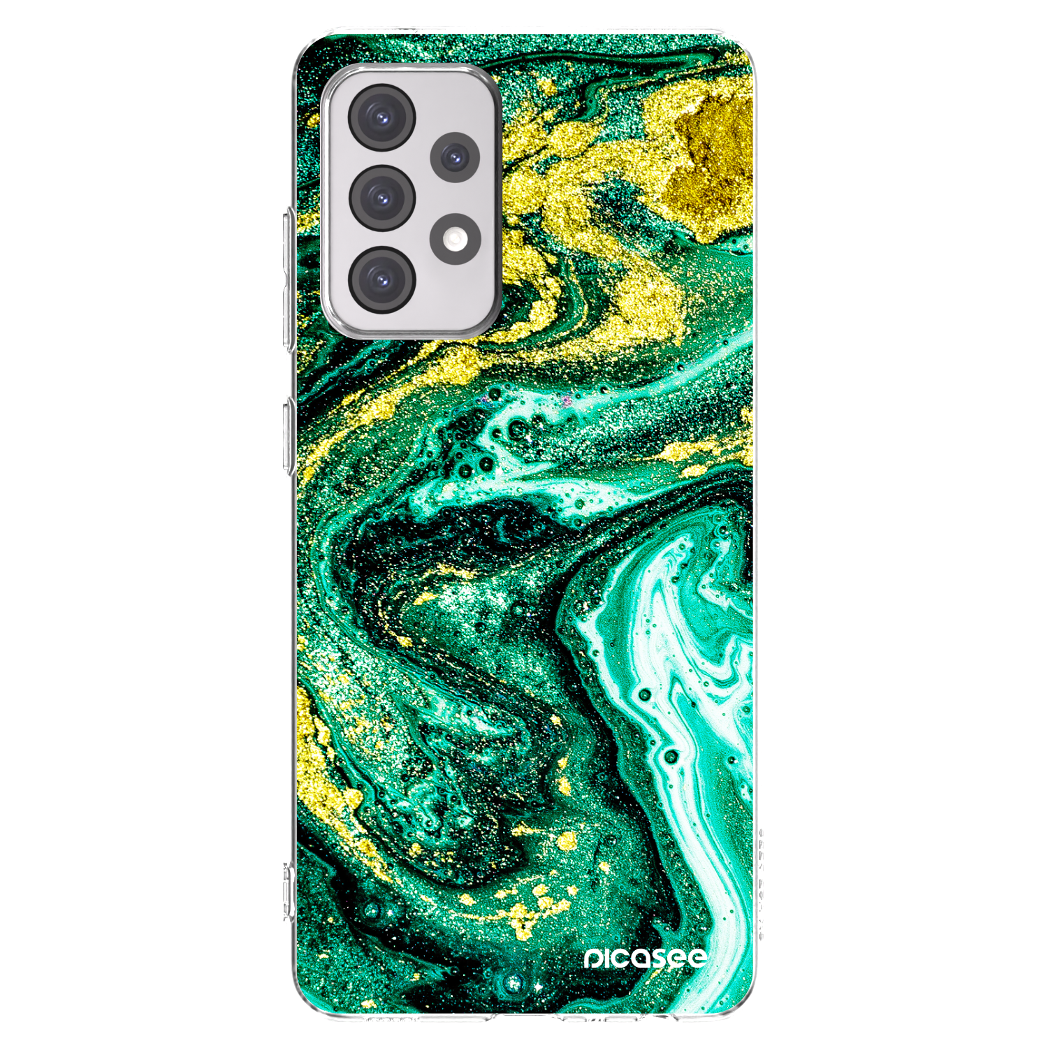 Picasee silikonový průhledný obal pro Samsung Galaxy A52s 5G A528B - Green Gold