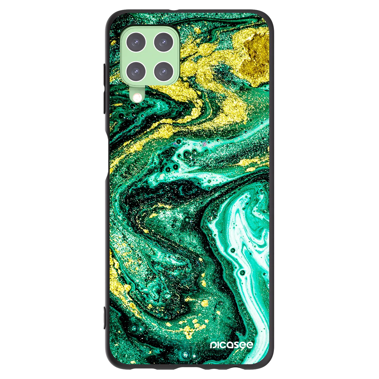 Picasee silikonový černý obal pro Samsung Galaxy A22 A225F 4G - Green Gold