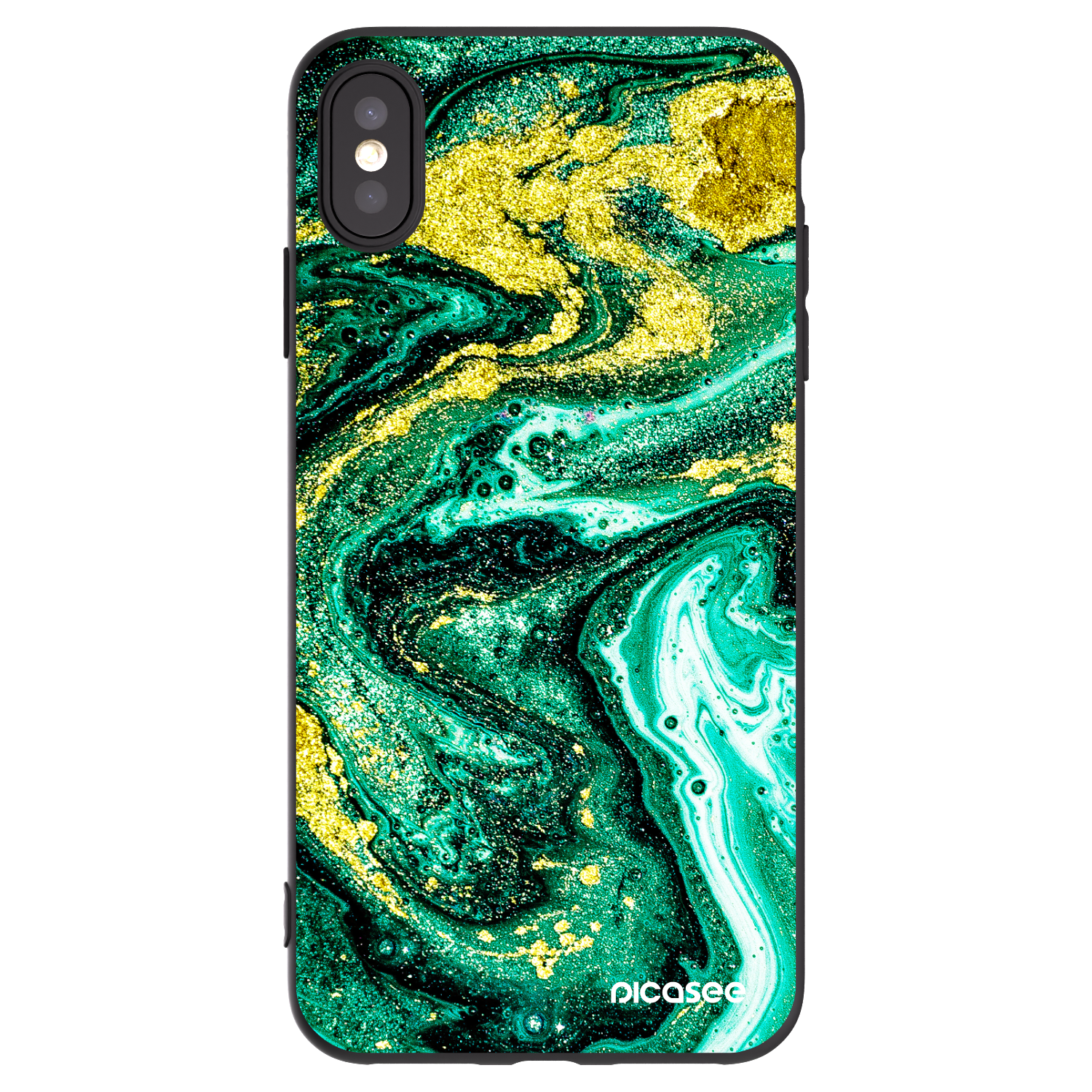 Picasee silikonový černý obal pro Apple iPhone XS Max - Green Gold