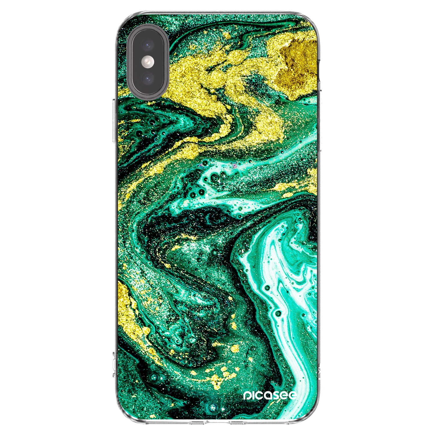 Picasee silikonový průhledný obal pro Apple iPhone XS Max - Green Gold