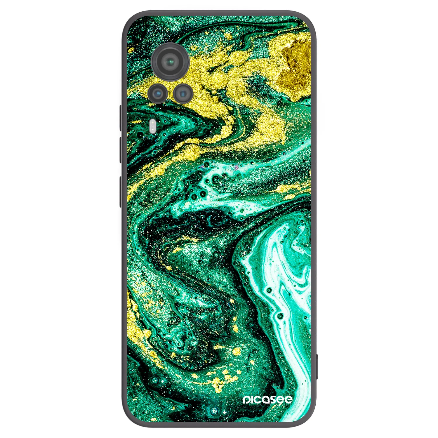 Picasee silikonový černý obal pro Vivo X60 Pro 5G - Green Gold