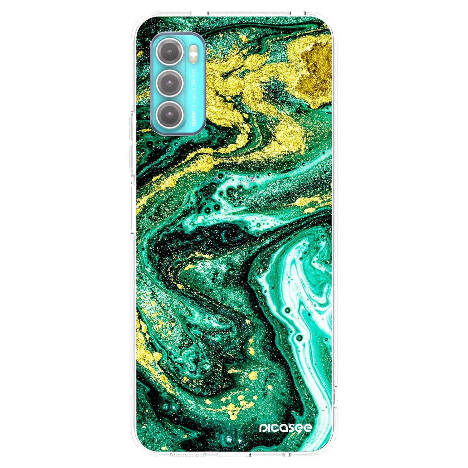 Picasee silikonový průhledný obal pro Motorola Moto G60 - Green Gold