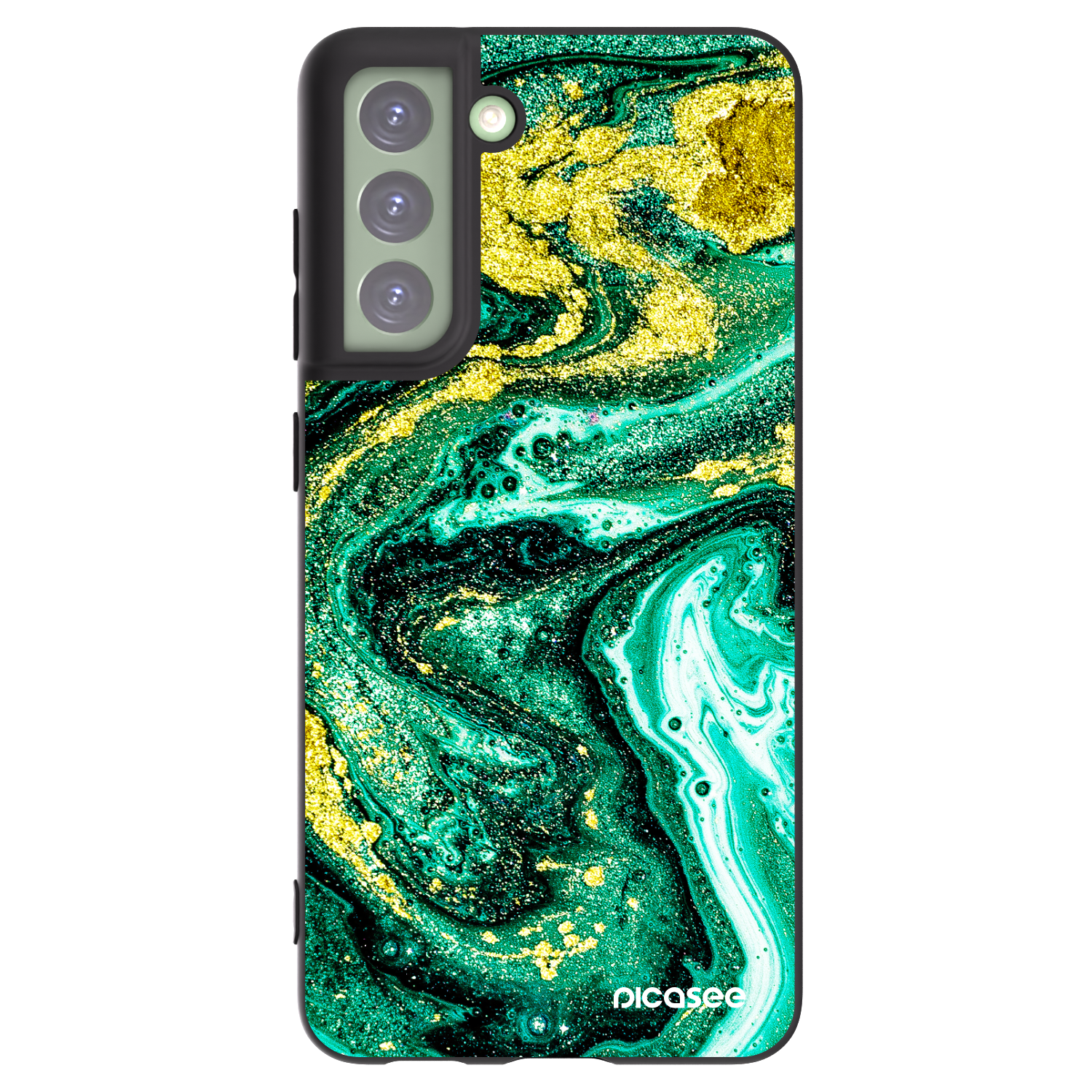 Picasee silikonový černý obal pro Samsung Galaxy S21 FE 5G - Green Gold
