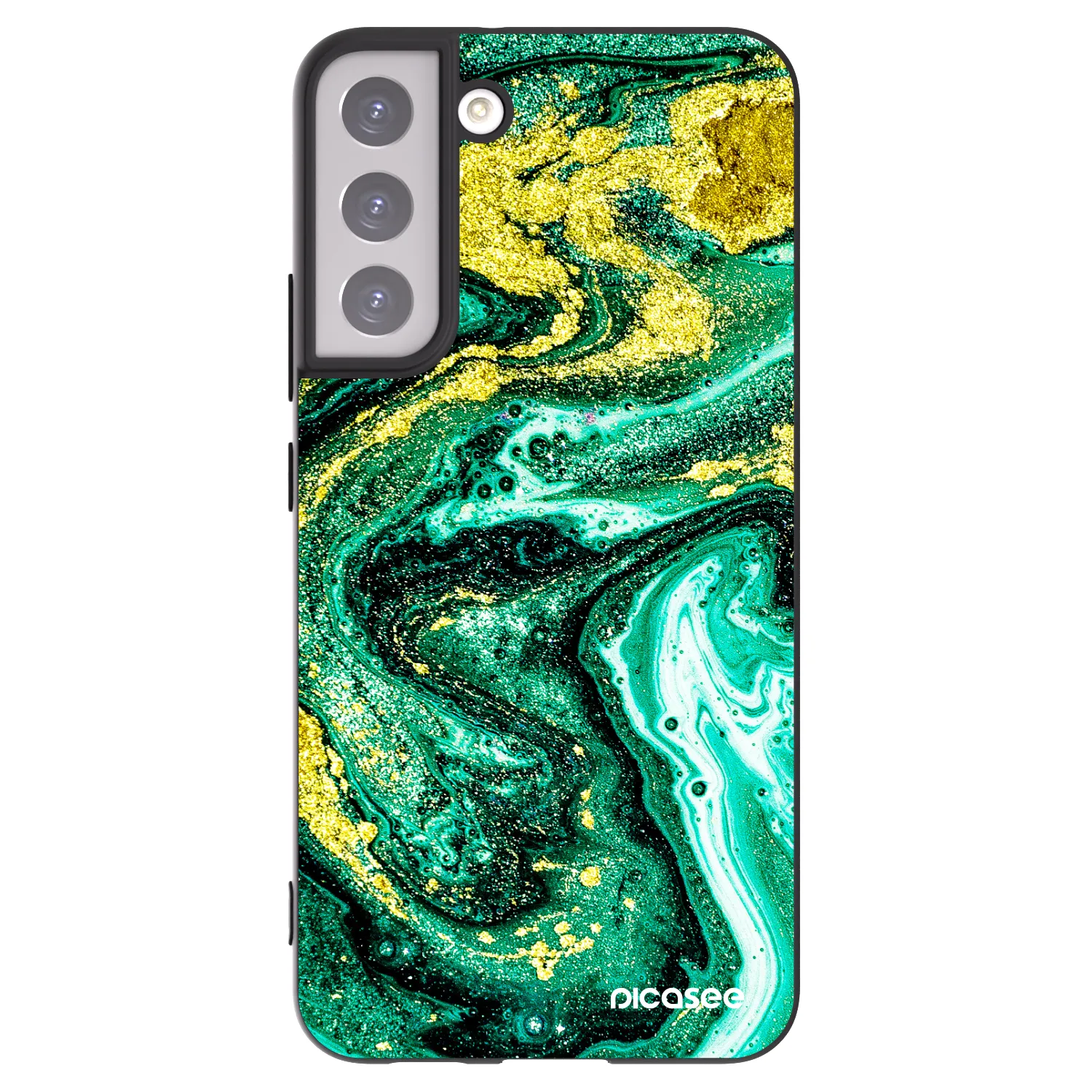 Picasee silikonový černý obal pro Samsung Galaxy S22+ 5G - Green Gold