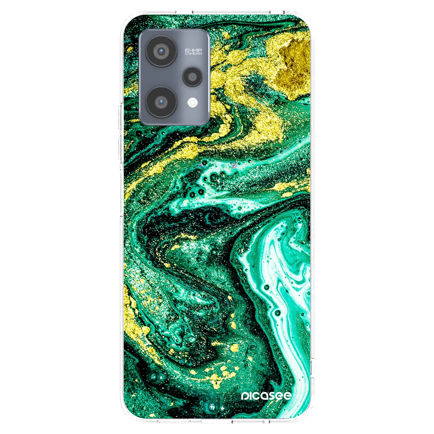 Picasee silikonový průhledný obal pro Realme 9 Pro 5G - Green Gold