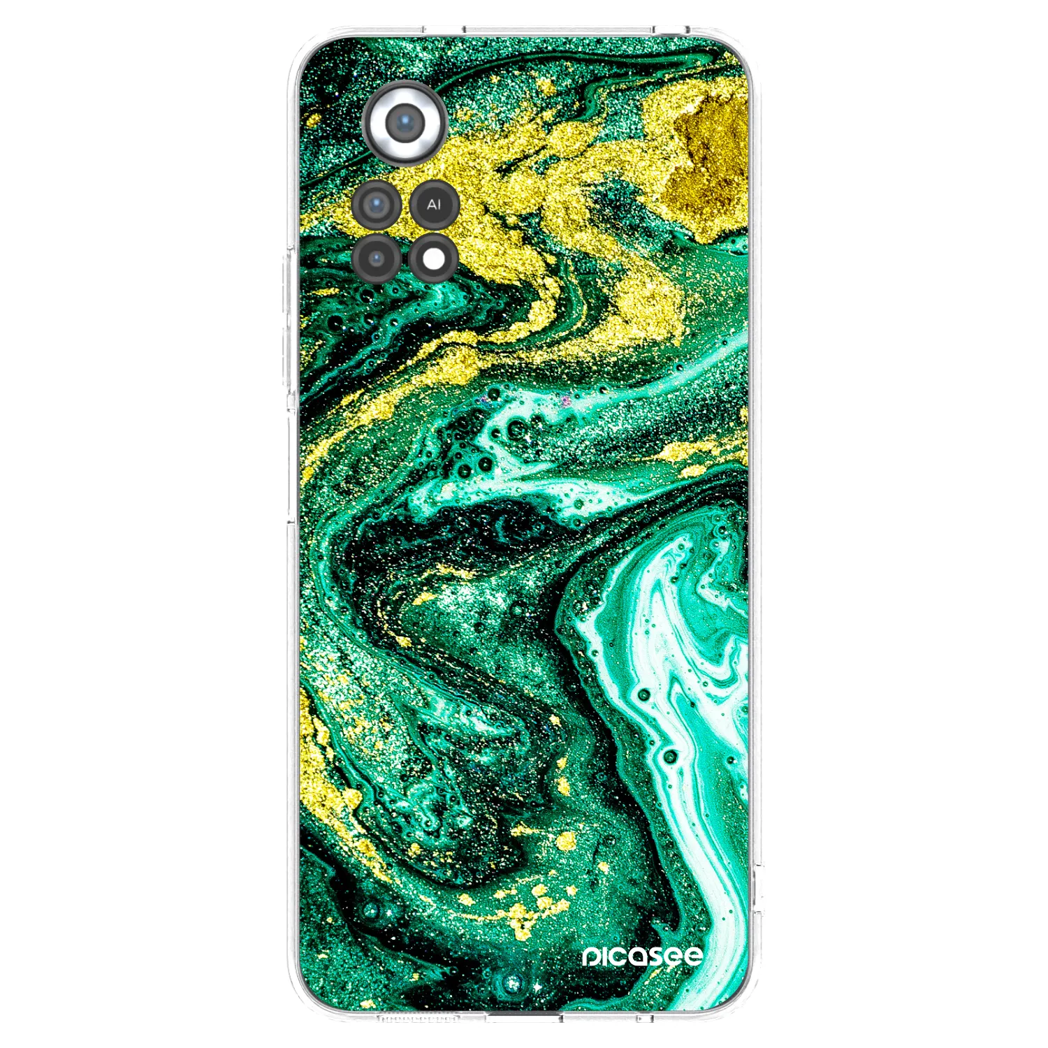 Picasee silikonový průhledný obal pro Xiaomi Poco X4 Pro 5G - Green Gold