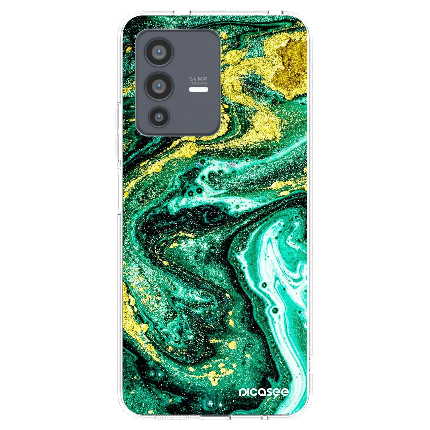 Picasee silikonový průhledný obal pro Vivo V23 5G - Green Gold