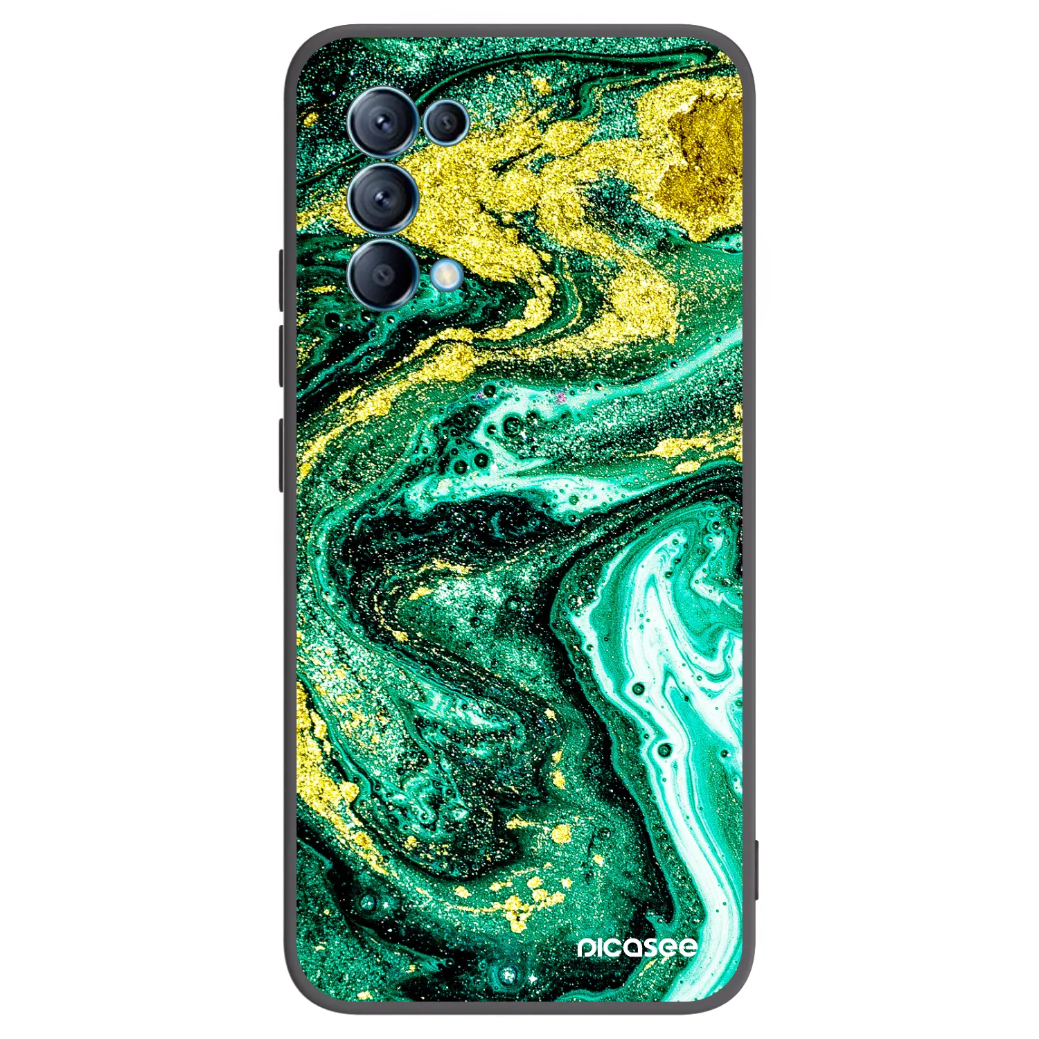 Picasee silikonový černý obal pro OPPO Reno 5 5G - Green Gold