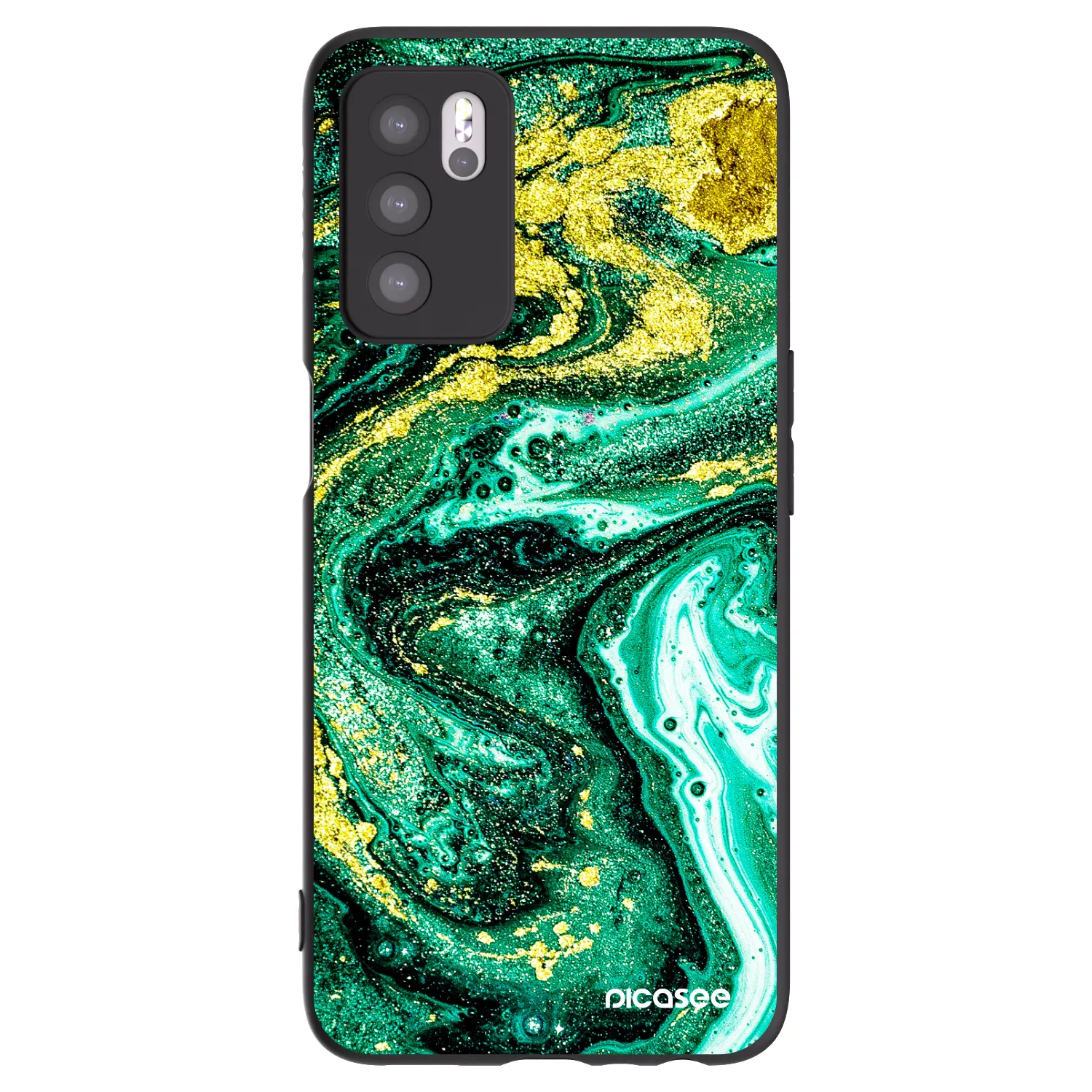 Picasee silikonový černý obal pro OPPO A16s - Green Gold