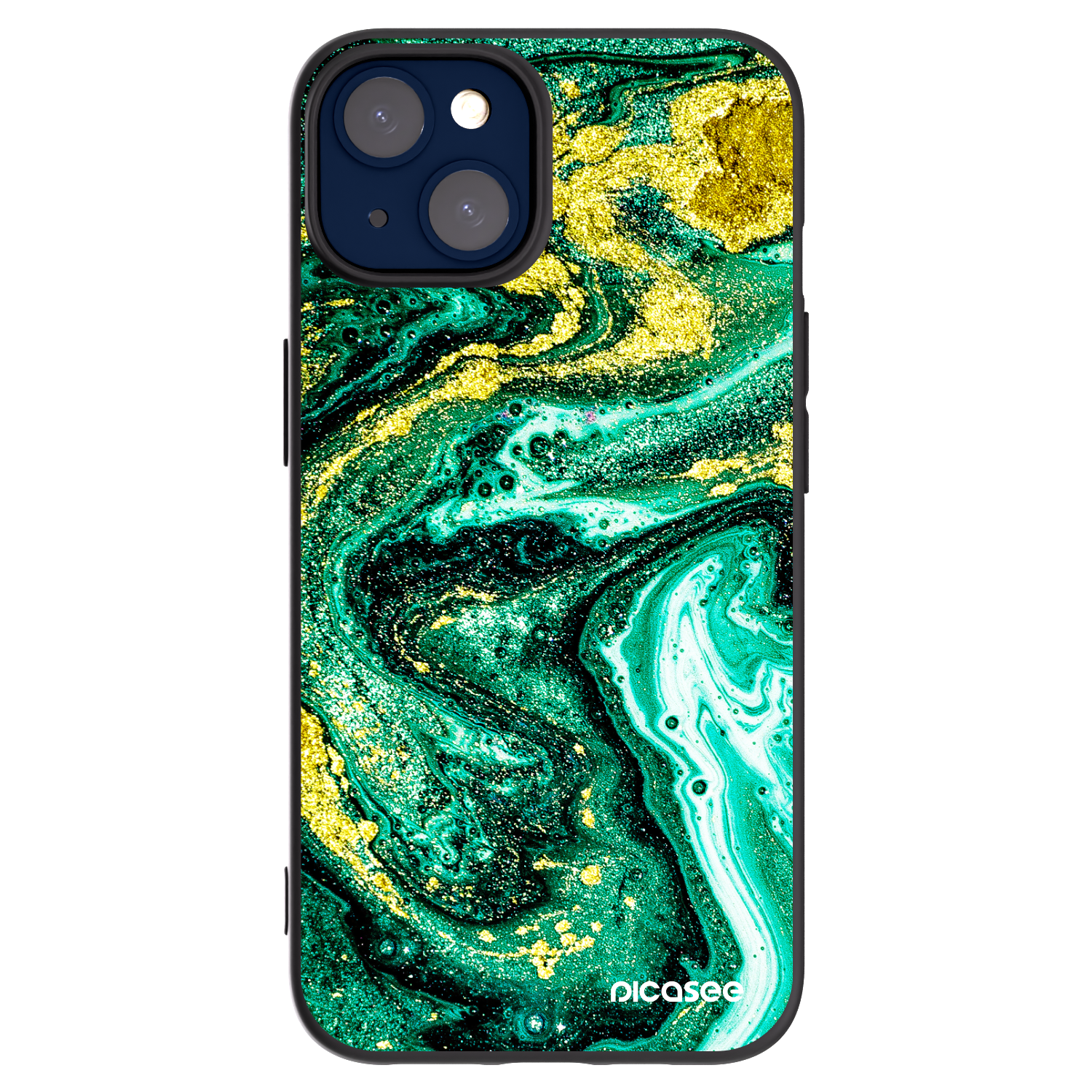 Picasee silikonový černý obal pro Apple iPhone 14 - Green Gold