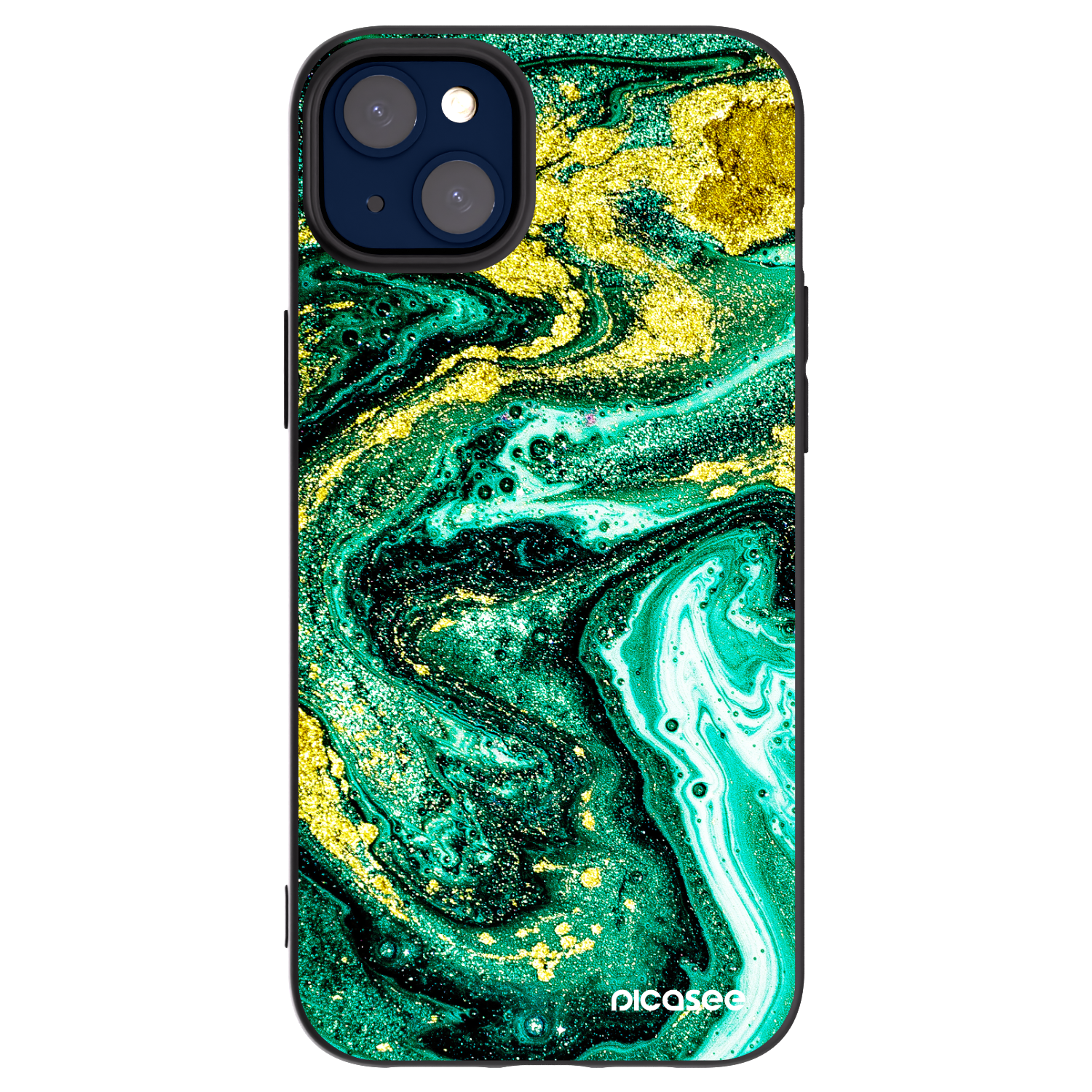 Picasee silikonový černý obal pro Apple iPhone 14 Plus - Green Gold