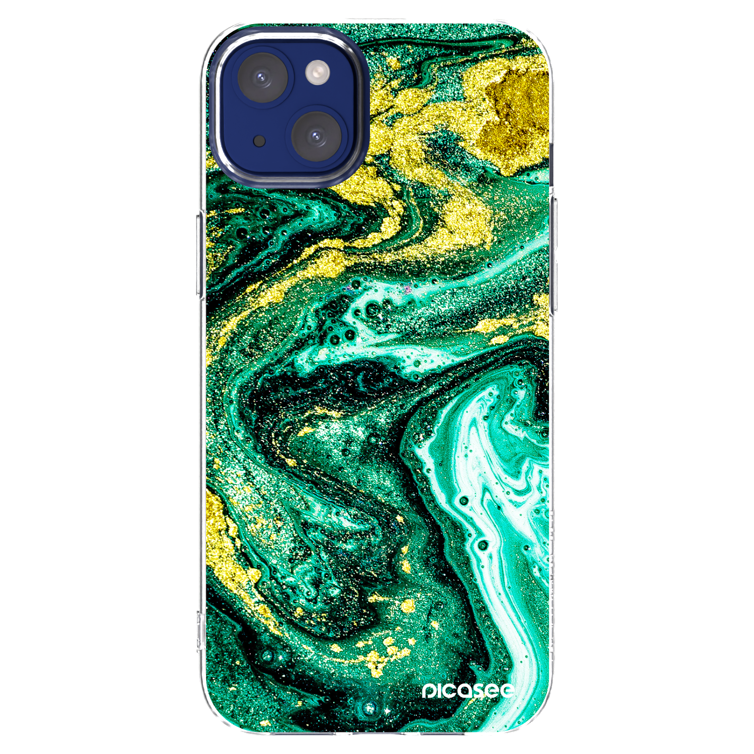 Picasee silikonový průhledný obal pro Apple iPhone 14 Plus - Green Gold