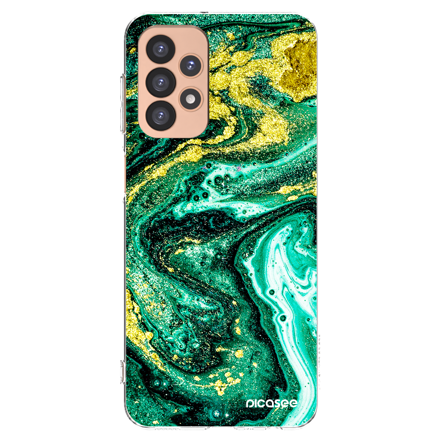 Picasee silikonový průhledný obal pro Samsung Galaxy A23 A236B 5G - Green Gold
