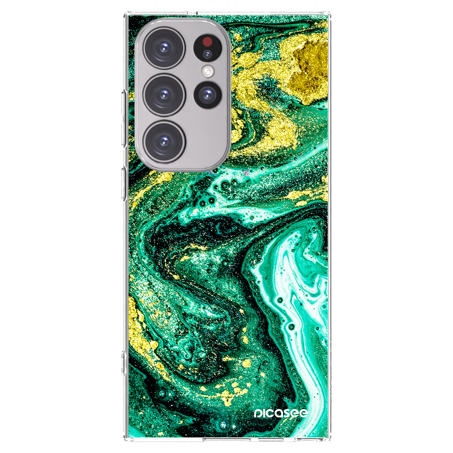 Picasee silikonový průhledný obal pro Samsung Galaxy S23 Ultra 5G - Green Gold