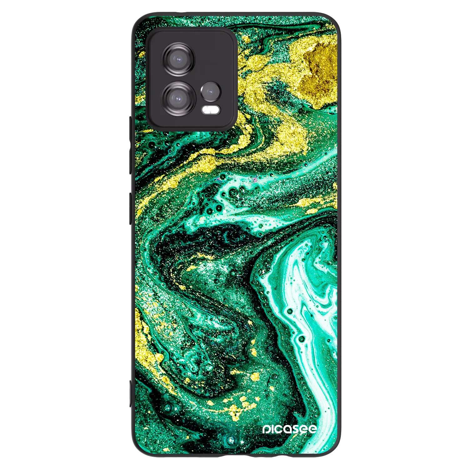 Picasee silikonový černý obal pro Motorola Moto G72 - Green Gold