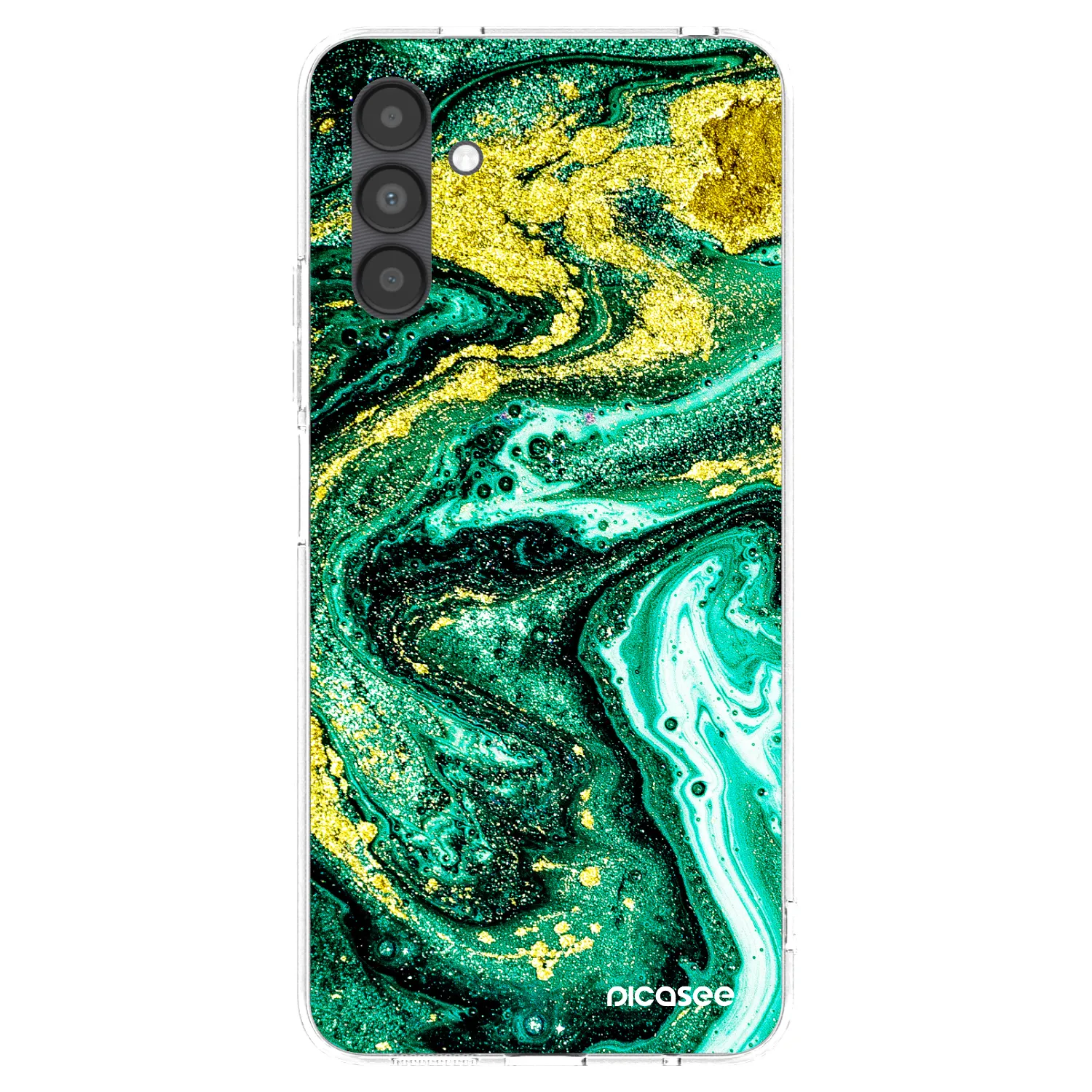Picasee silikonový průhledný obal pro Samsung Galaxy A04s A047F - Green Gold