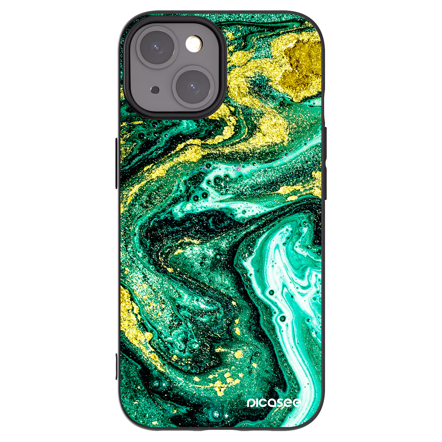 Picasee silikonový černý obal pro Apple iPhone 15 - Green Gold