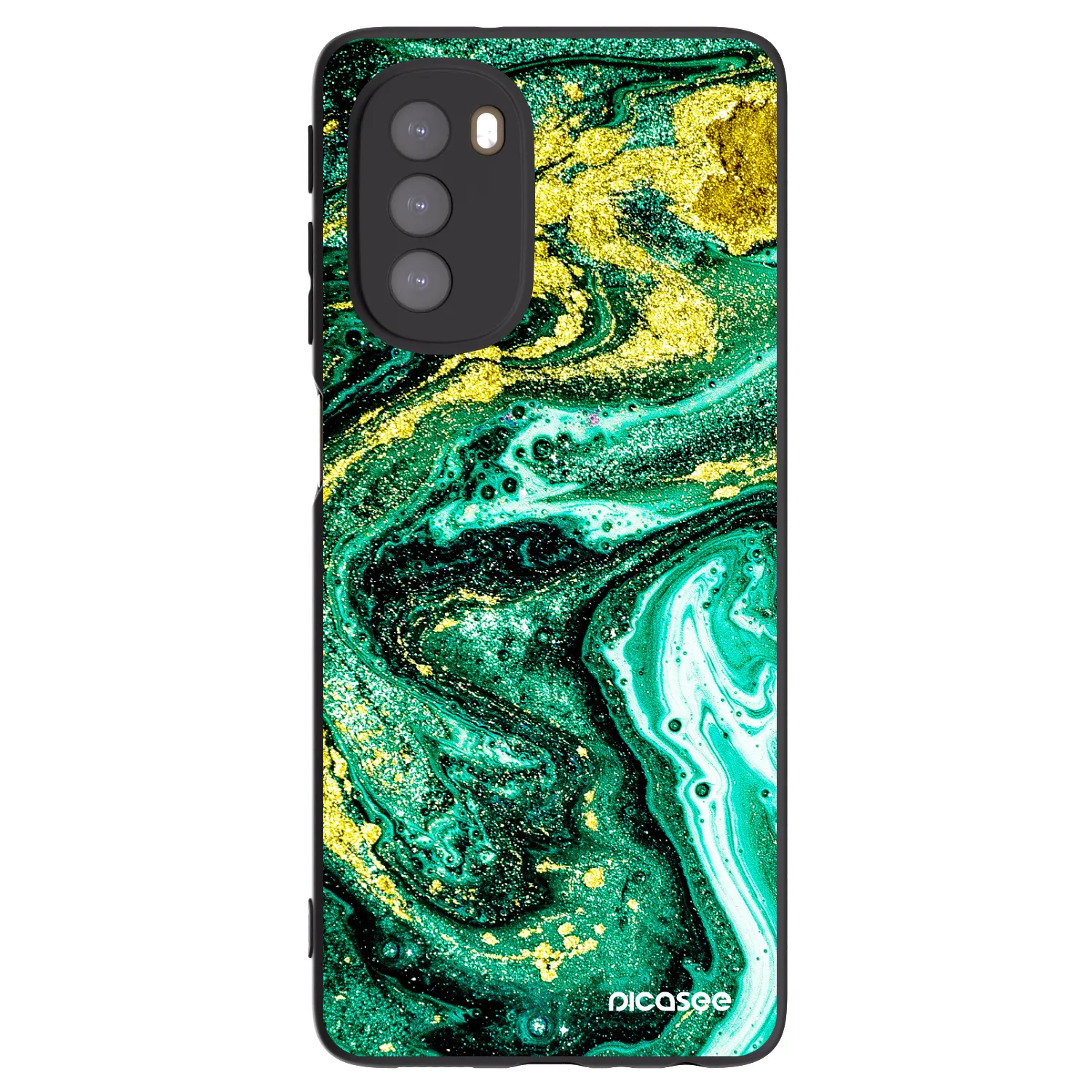 Picasee silikonový černý obal pro Motorola Moto G51 - Green Gold