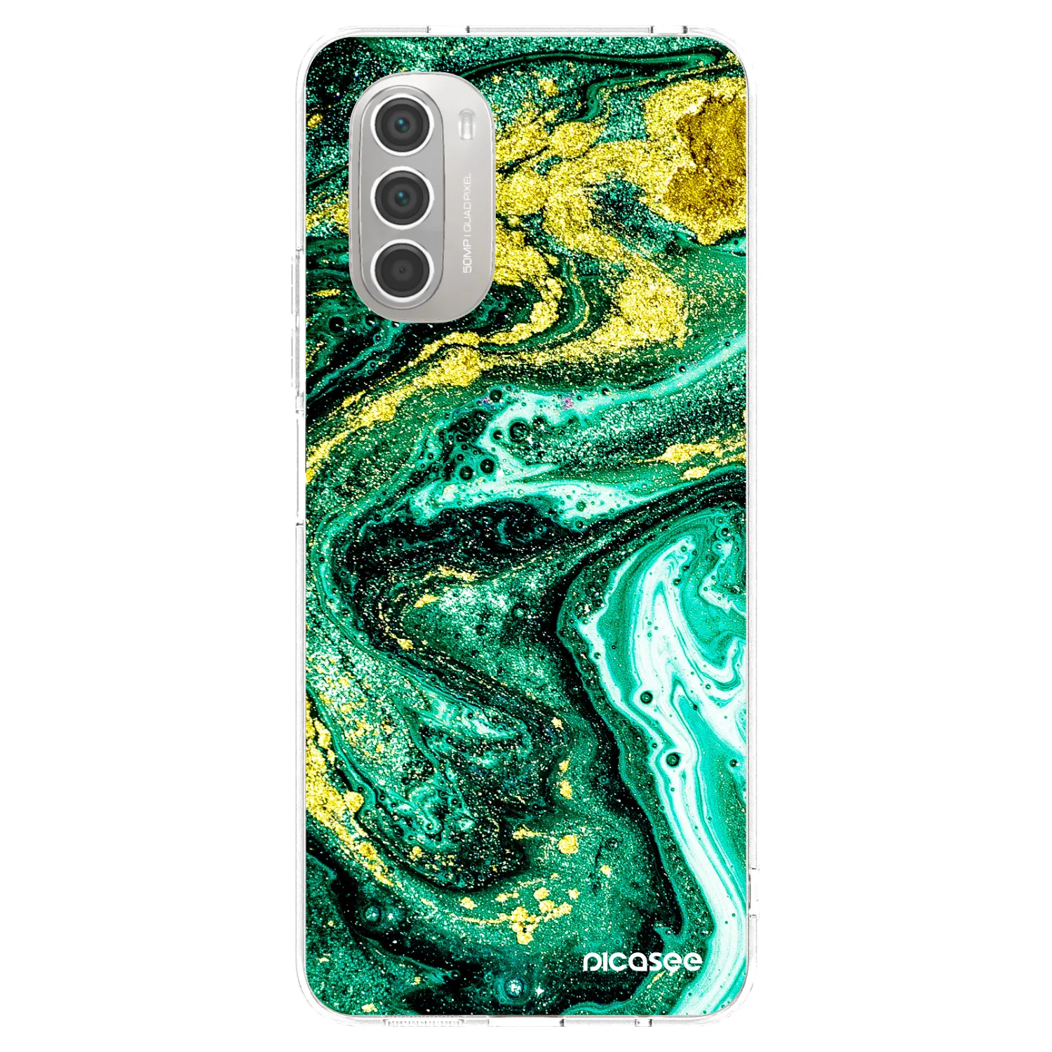 Picasee silikonový průhledný obal pro Motorola Moto G51 - Green Gold