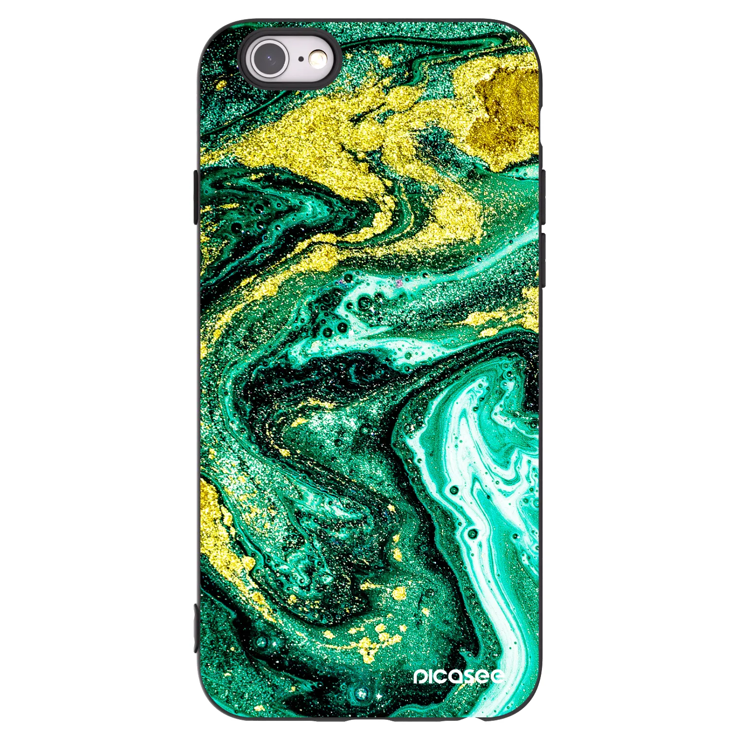 Picasee silikonový černý obal pro Apple iPhone 6/6S - Green Gold