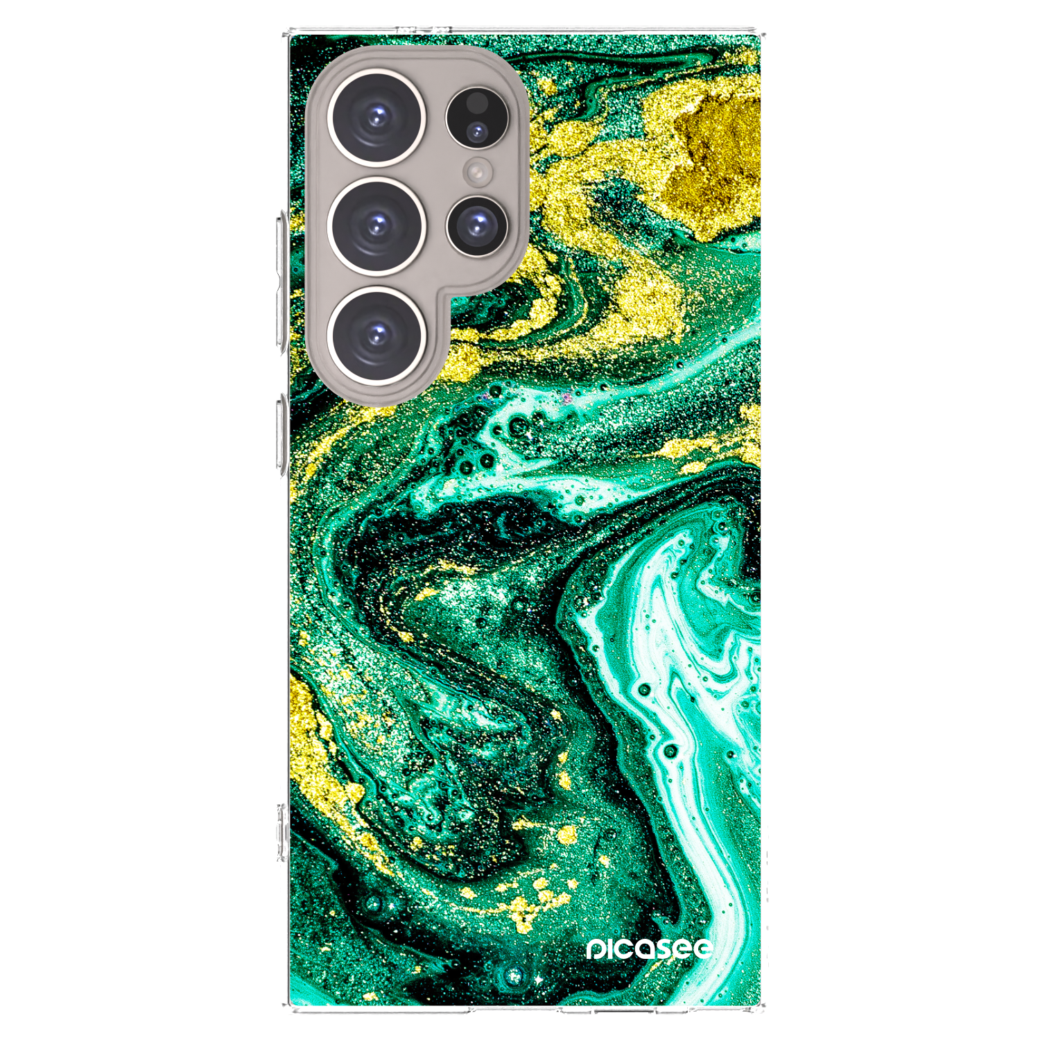 Picasee silikonový průhledný obal pro Samsung Galaxy S24 Ultra S928B 5G - Green Gold
