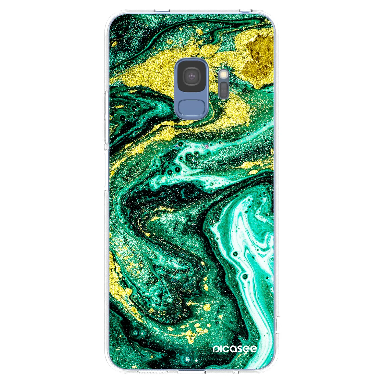 Picasee silikonový průhledný obal pro Samsung Galaxy S9 G960F - Green Gold