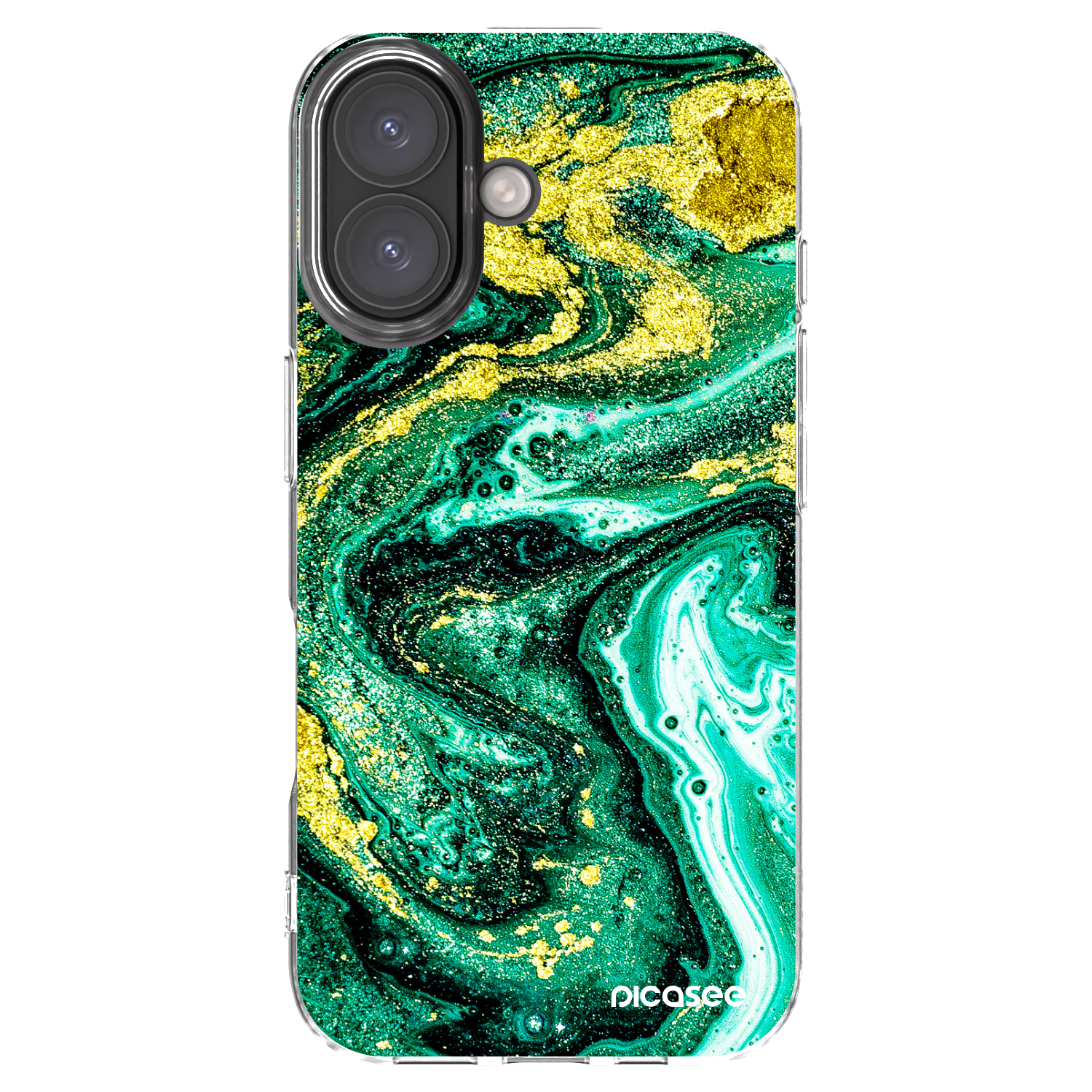 Picasee silikonový průhledný obal pro Apple iPhone 16 - Green Gold