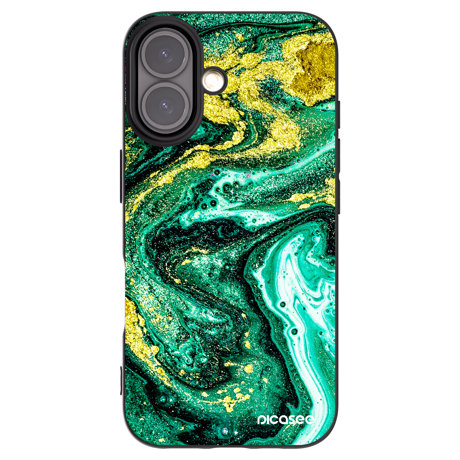 Picasee silikonový černý obal pro Apple iPhone 16 - Green Gold