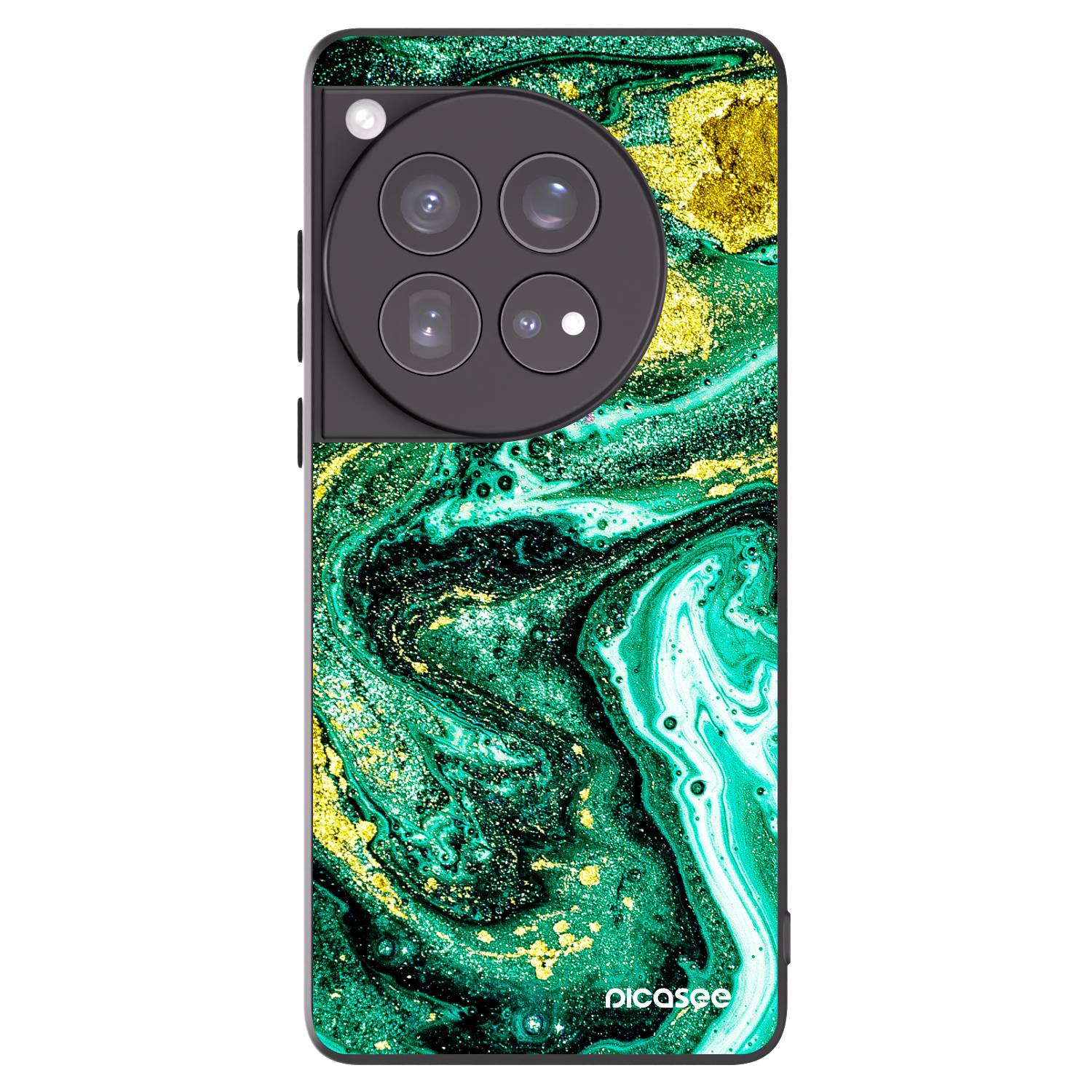 Picasee silikonový černý obal pro OnePlus 12 5G - Green Gold