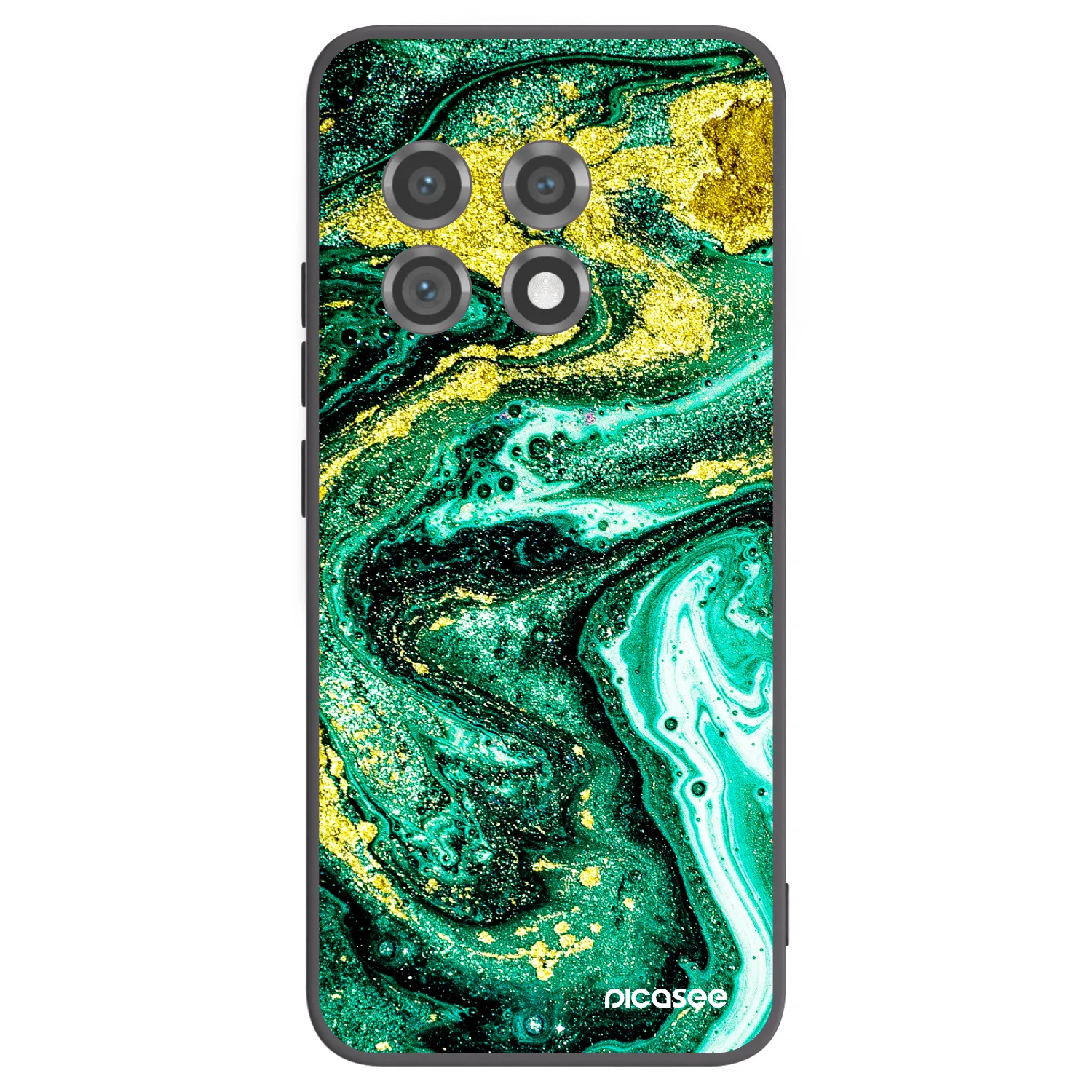 Picasee silikonový černý obal pro OnePlus 11 5G - Green Gold
