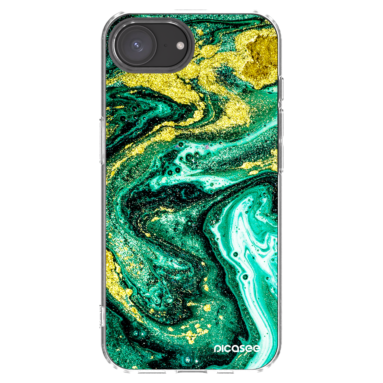 Picasee silikonový průhledný obal pro Apple iPhone 16e - Green Gold